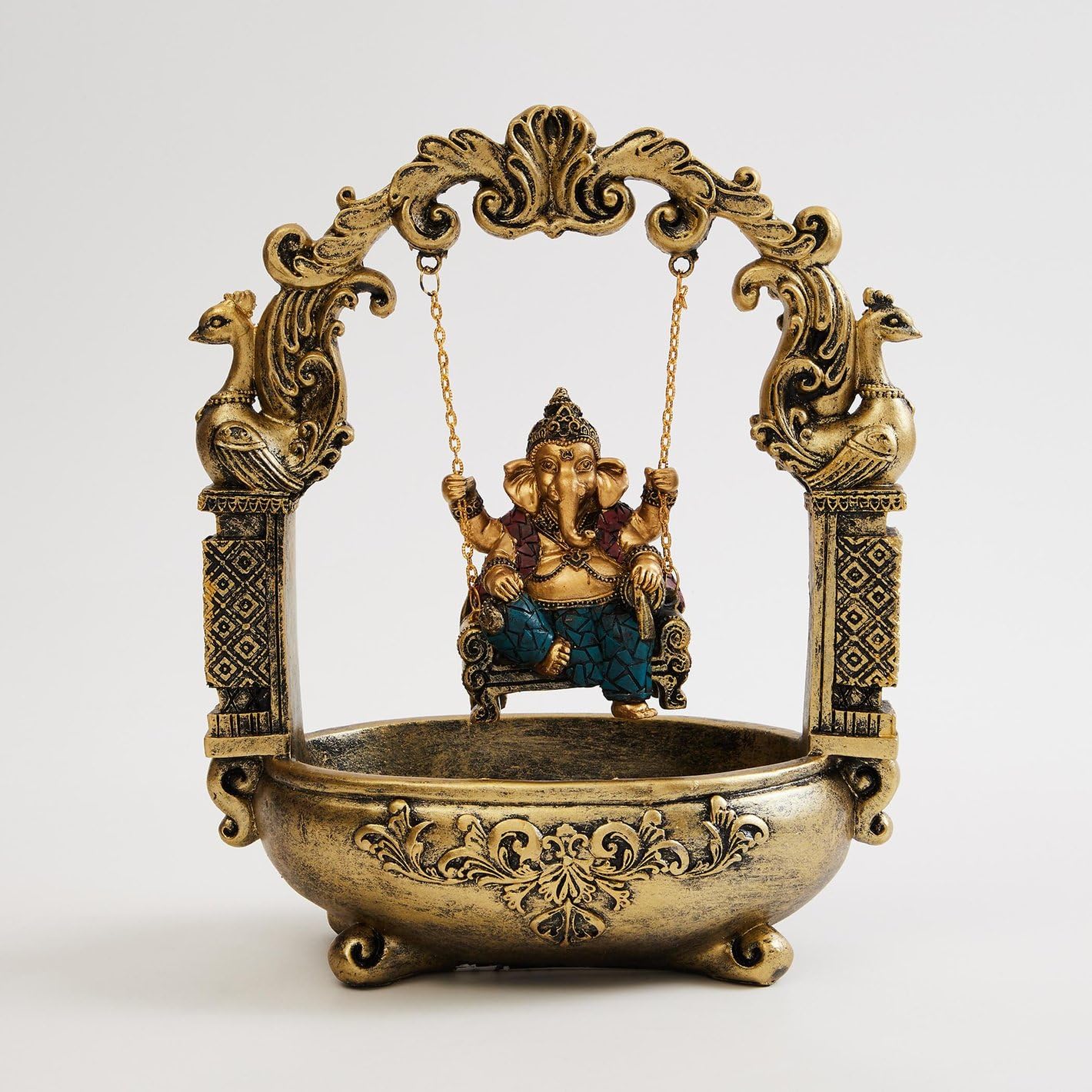 Karigaari Seigneur indien Ganesha Murti On Jhula, pièce maîtresse religieuse décorative pour décoration d'intérieur, chambre Pooja, temple et cadeau de pendaison de crémaillère