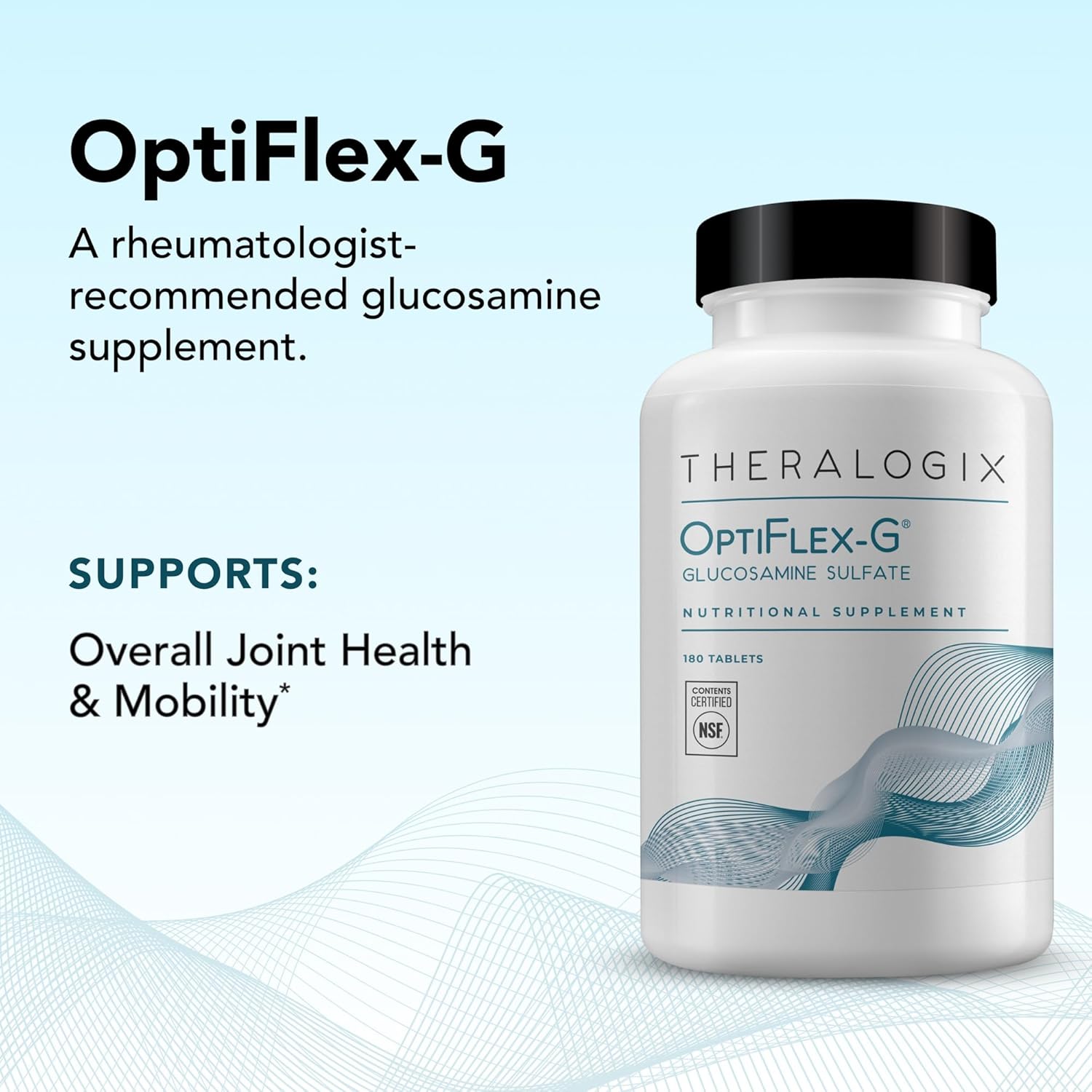 Theralogix OptiFlex-G Glucosamine Sulfate - 90-Day Supply - Joint Support Supplement - Supports Joint Health for Men & Women - Glucosamine Joint Supplement - NSF Certified - 180 Tablets
