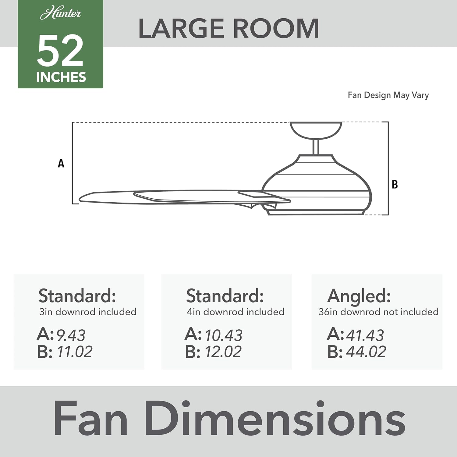 Hunter 52 inch Outdoor or Indoor Ceiling Fan No Light - Bronze Ceiling Fan without Light, For Patio, Porch, Garage, or Living Room, Standard Mount, 5 Blades, Wall Control - Burton 52264, Noble Bronze