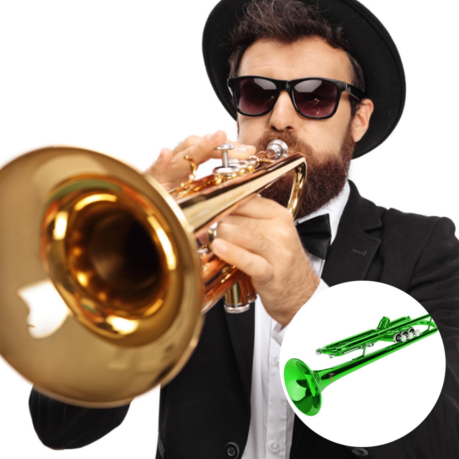 Trompeta de Latón con Pistón Dorado Trompeta Profesional Trompeta de Latón, Trompeta de Viento de Música de Latón Instrumento de Viento para Herramienta Auxiliar para