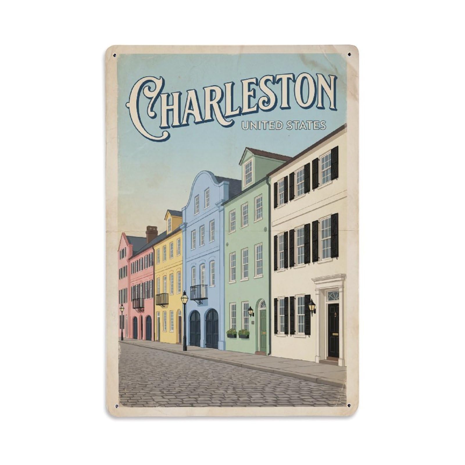 Xanthor Style Vintage Usa Charleston Travel Metal Tin Sign