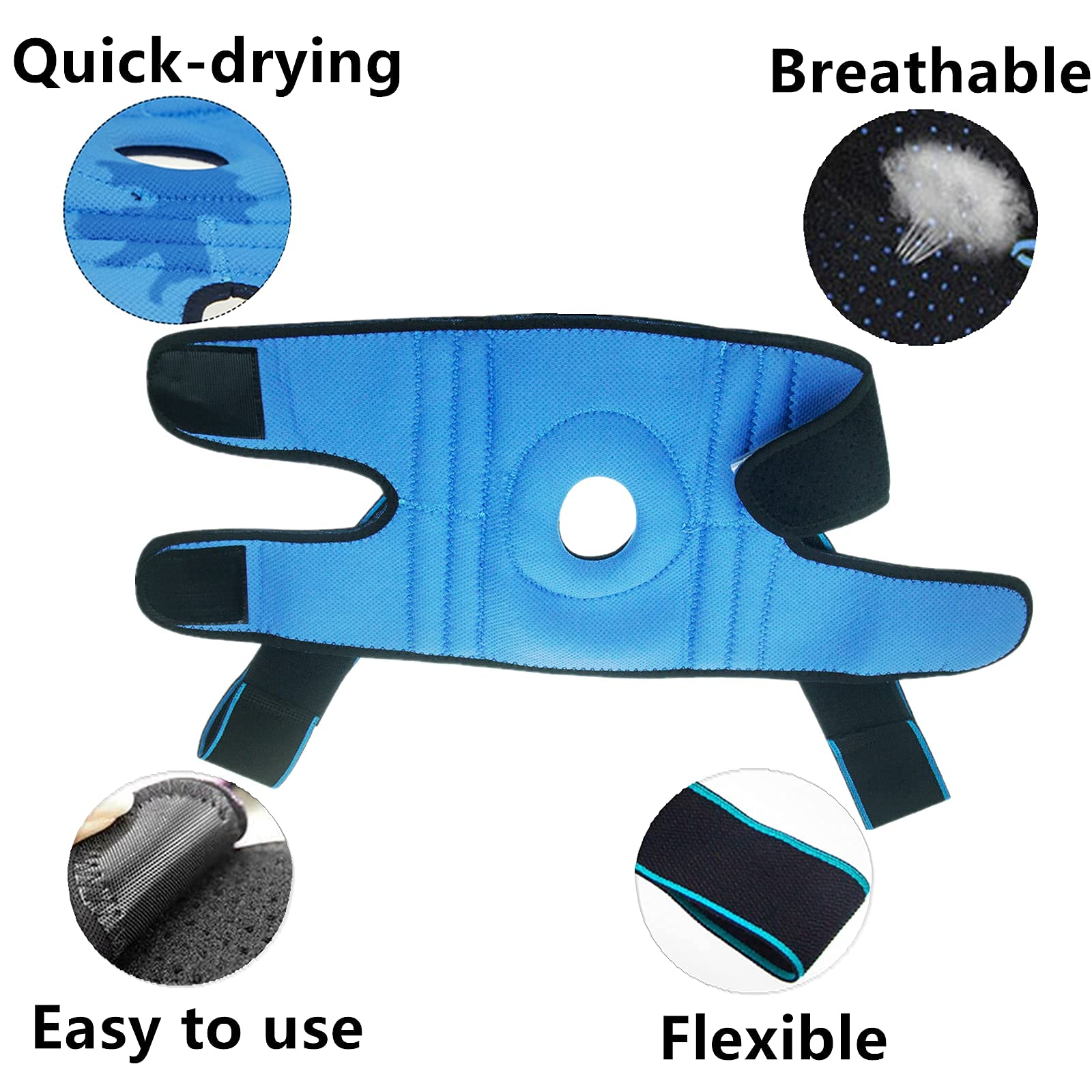 LAVAED Rodillera con estabilizadores laterales para dolor de rodilla, ajustable, antideslizante, de compresión de rótula abierta, soporte de rodilla con almohadillas de gel para rótula, para hombre y