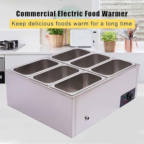 Miniatura 4 de Calentador de vapor eléctrico comercial de 850 W para fiestas, bufés con mesa de vapor de acero inoxidable de 6 ollas, servidor de buffet para