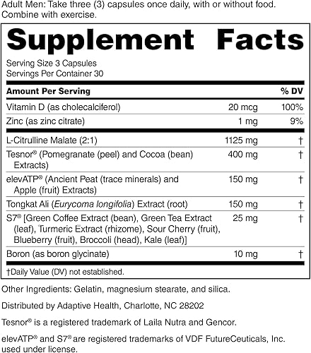 Miniatura 3 de Nugenix Total-T2 - Potenciador de testosterona y refuerzo de óxido nítrico para hombres, Tesnor, S7, ElevATP, Tongkat, citrulina, óxido nítrico y
