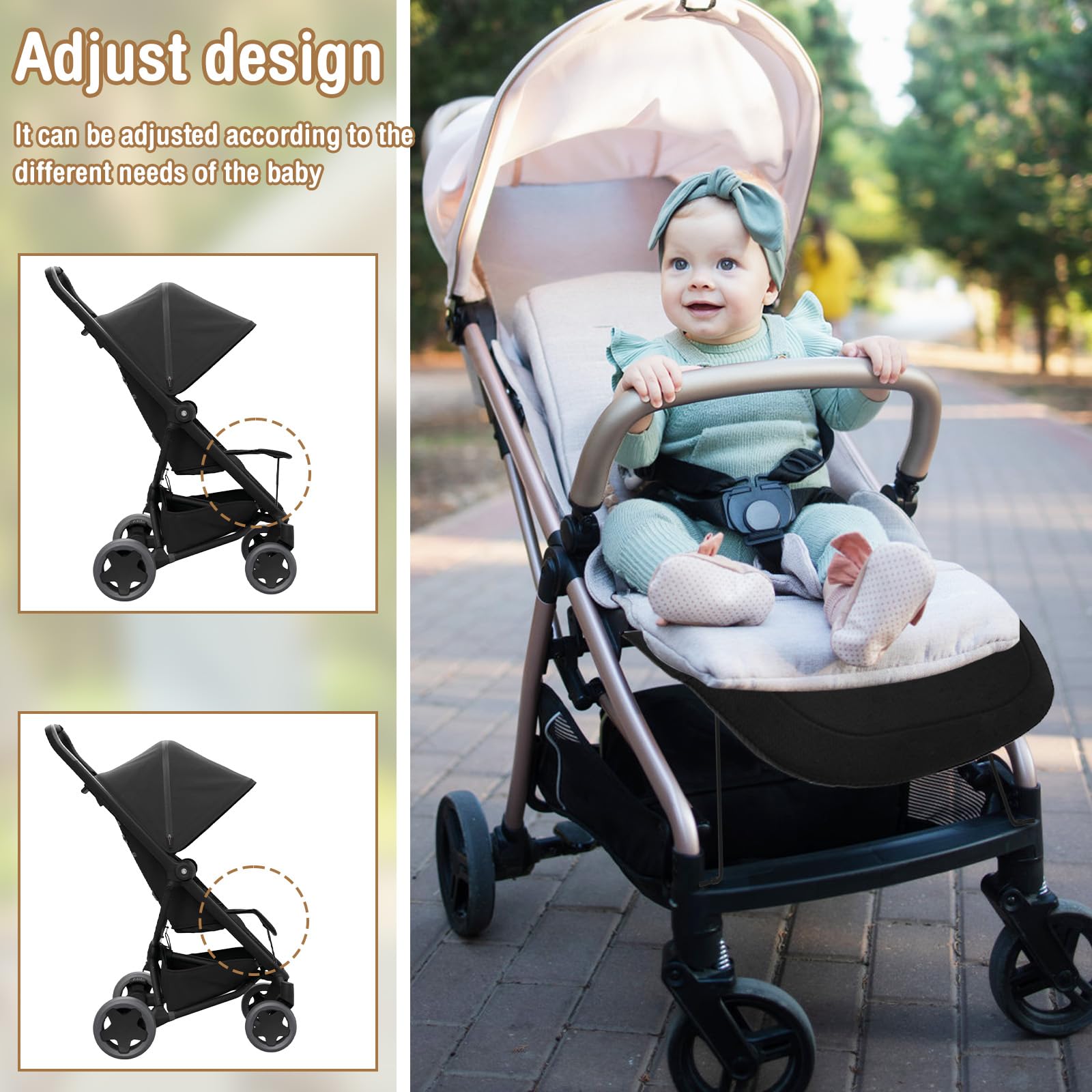 Passeggino Gamba,Poggiapiedi Esteso Pedale Sedile Esteso Traspirante Durevole Poggiapiedi Passeggino Accessori Per AER+/AER Bambino Bambini Pram (nero)
