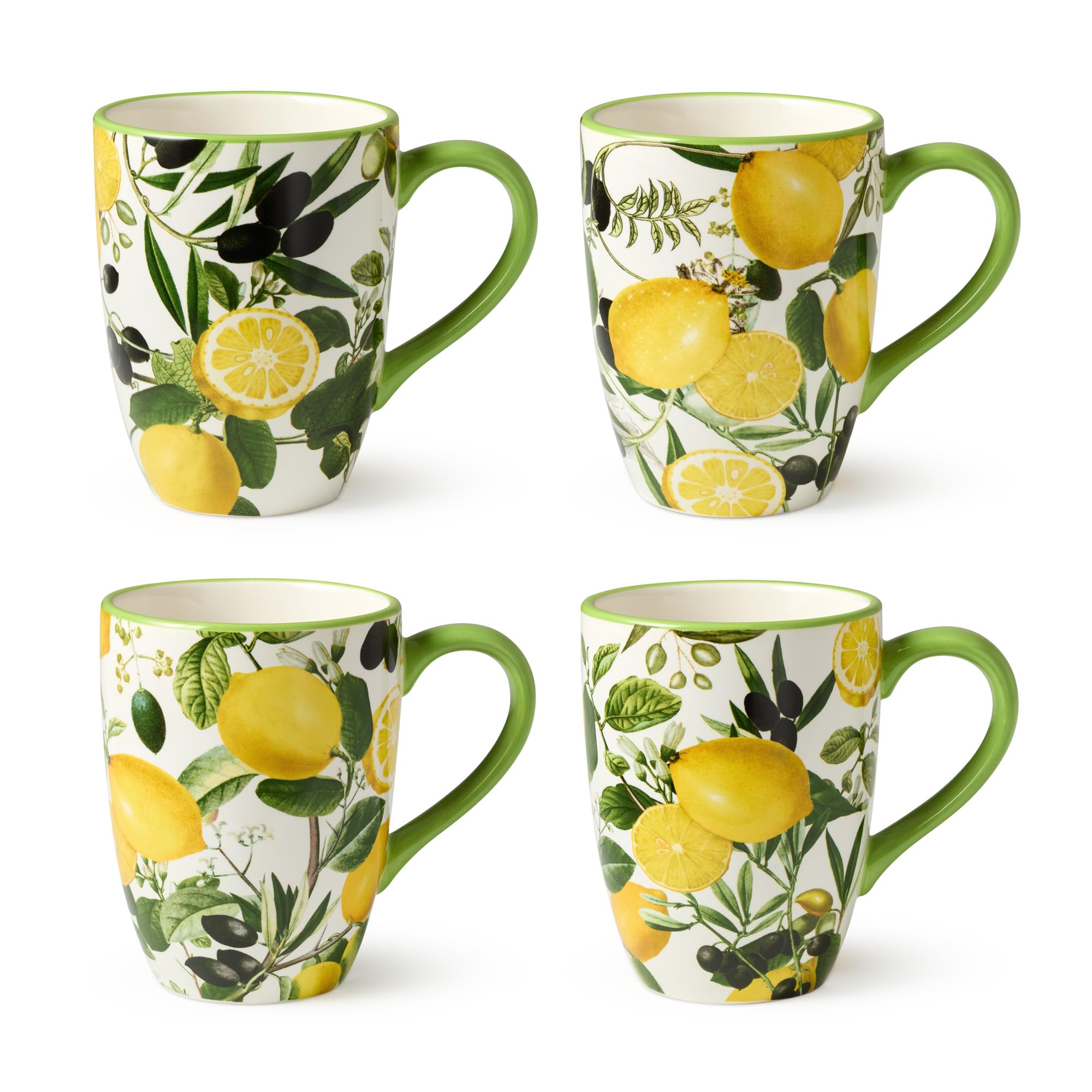 Amazon.com | Limone Set of 4 Ceramic Mugs 14 oz. - Assorted Lemon
