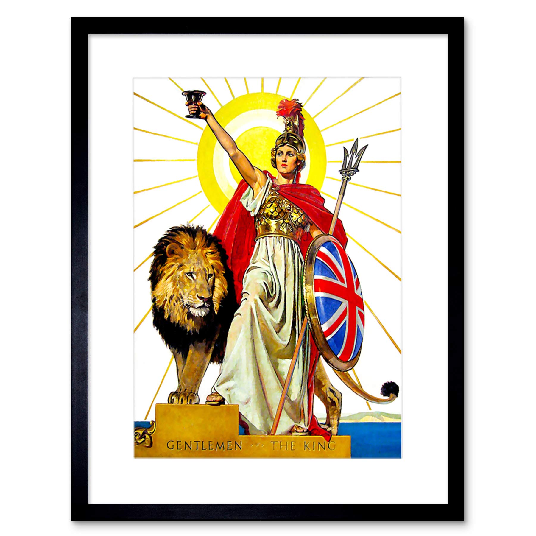 Wee Blue Coo ILLUSTRATION BRITISH LION BRITANNIA NEW BLACK FRAMED ART PRINT B12X10715