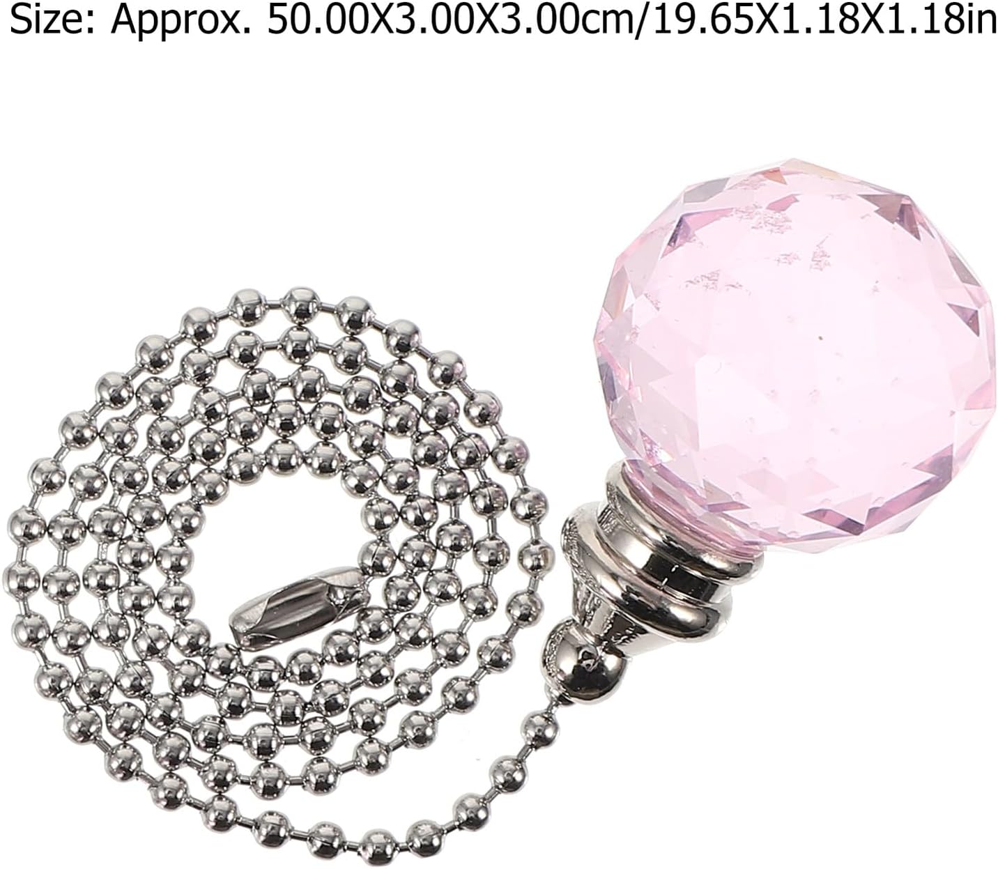 2pcs Crystal Ball Pull Chain Extender Pendant for Ceiling Fan Light, 30mm Faceted Pink Hanging Lamp Chain Decoration for Home Ceiling Fan Accessories