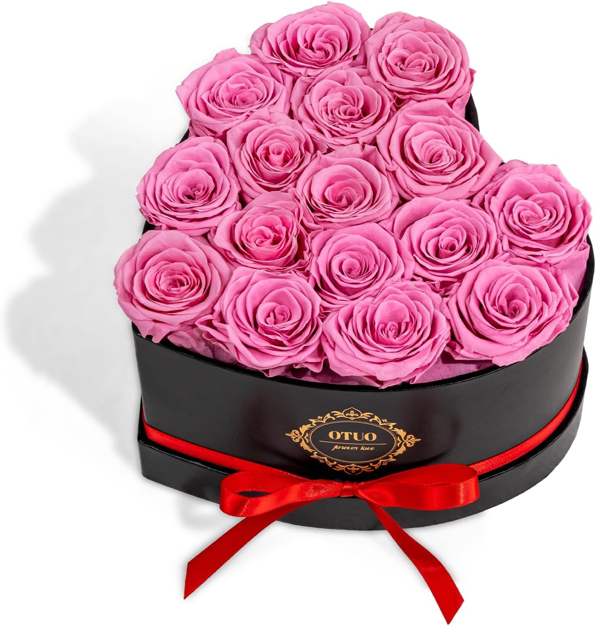 16 Preserved Roses in Heart-Shaped Box, Flowers for Delivery Prime Last up 2 Years, Real Forever Flowers for Wife, Girlfriend, Mother, Eternal Roses for Anniversary - Pink
