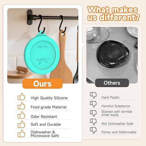 Miniatura 3 de Sophico Tapas de repuesto de silicona para vasos de vidrio Pyrex y Anchor Hocking de 6 onzas, cubierta redonda de silicona para almacenamiento de