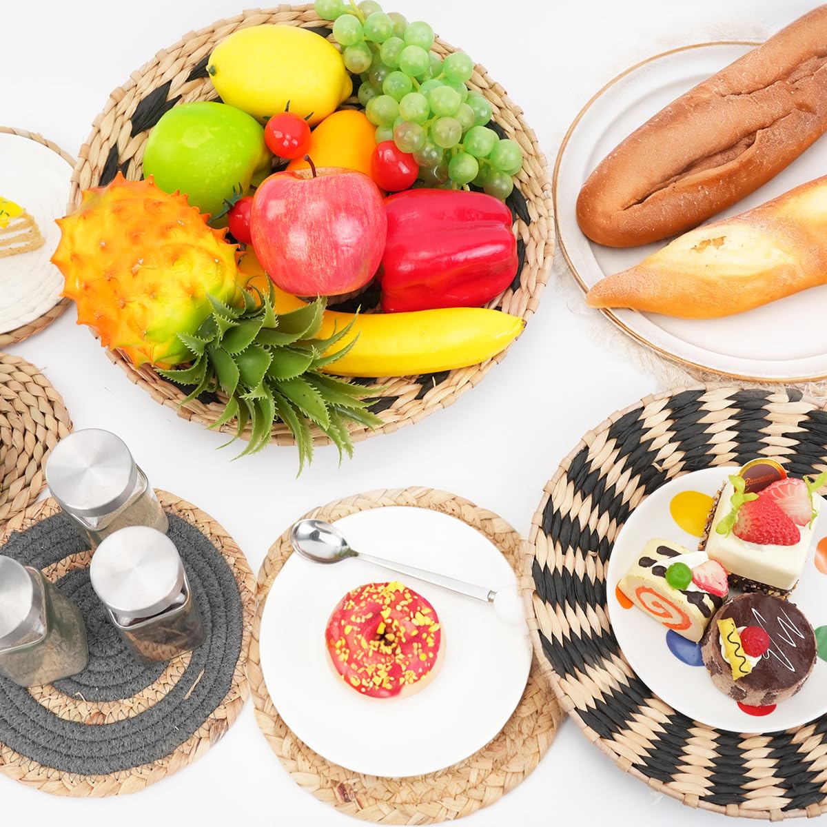 Set di 7 Cestini Decorazioni Parete Bohémien, Decorazione da Parete a Mano | Decorazioni da Parete Rotondi in Stile Bohémien Fatte per Fattoria Ufficio Soggiorno Camera da Letto Cucina Hotel Scuole