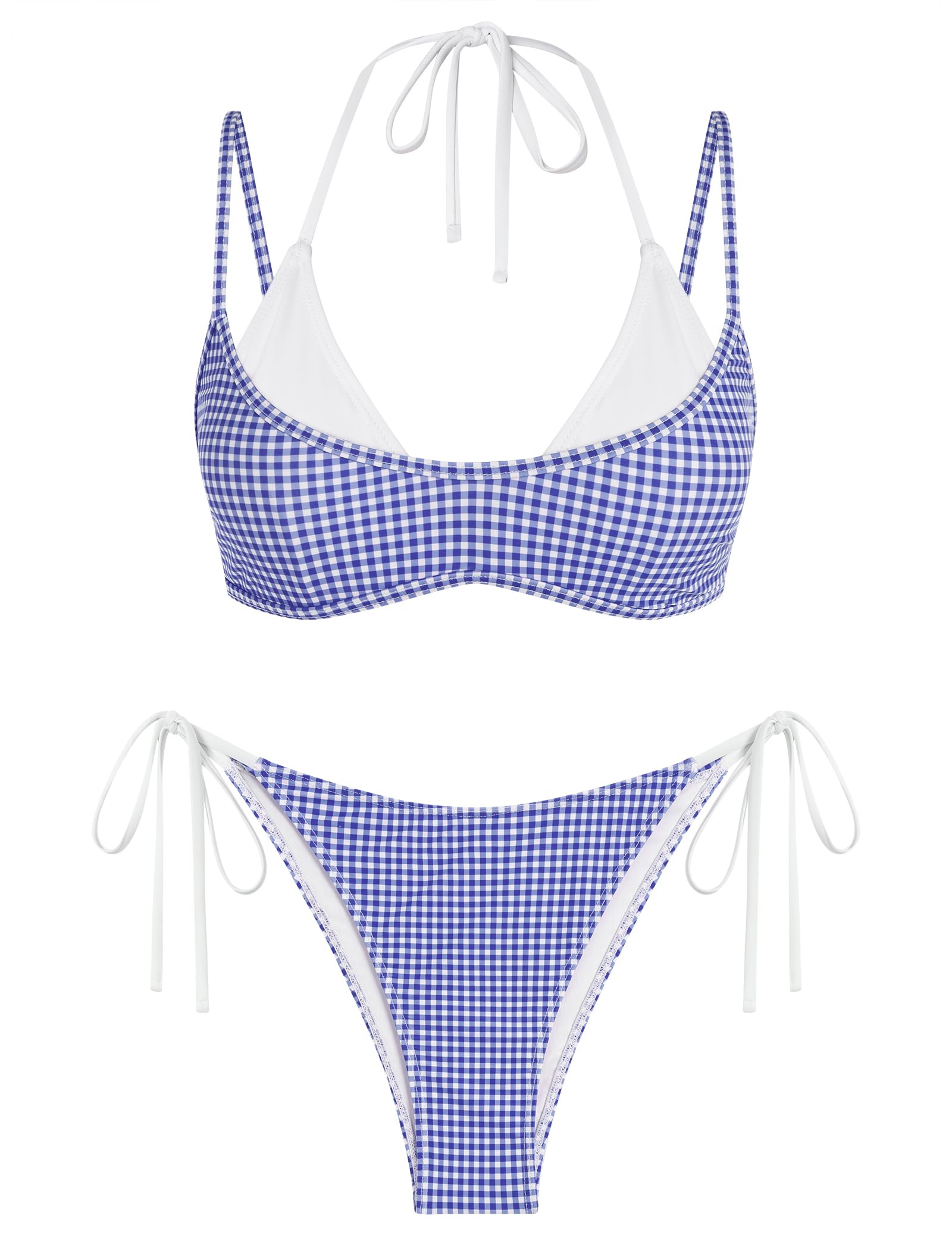 View 1 of **View Clerk Notes**ZAFUL Women's Polka Dot Plaid Bikini Set