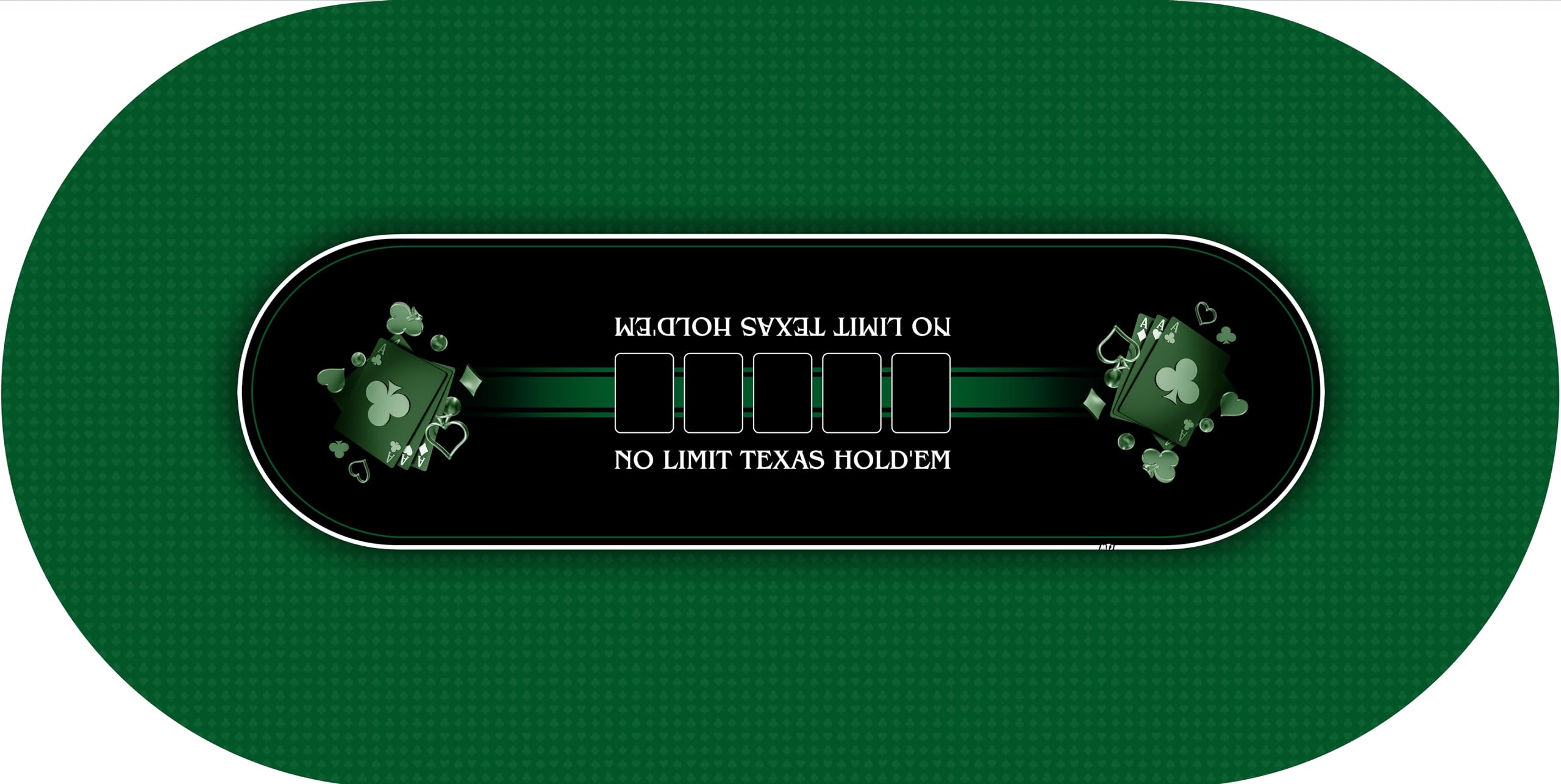 MTJ Pokermatte Texas Holdem Prestige – Oberfläche aus Jersey – rutschfest – hergestellt in Frankreich (Grün, oval, Freiplatz: 180 x 90 cm)