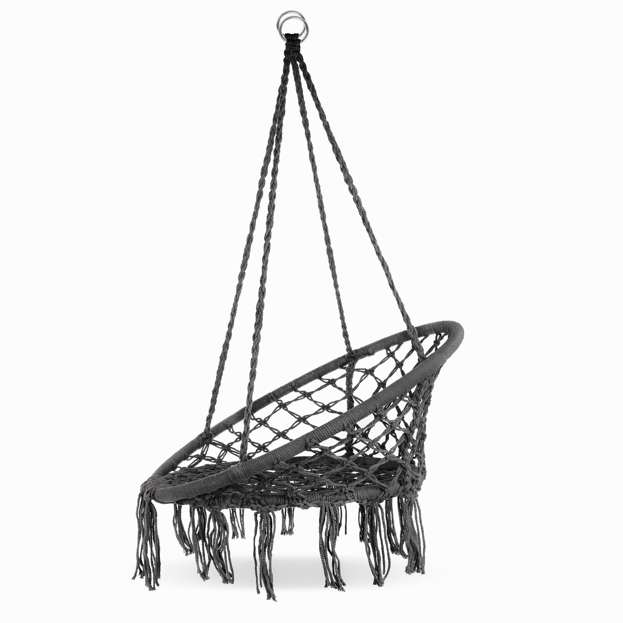 Poltrona Sospesa Boho Sedia Amaca Portata 150 kg Acciaio Zincato Corde Cotone Poliestere