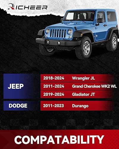 Miniatura 9 de Richeer Espaciadores de rueda de 5 x 5 para Wrangler JL 2018-2024, Grand Cherokee WK2 WL 2011-2024, Gladiator JT 2019-2024, Durango 2011-2023,