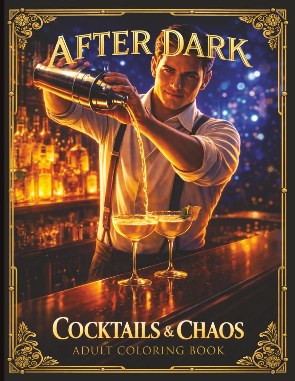 After Dark: Cocktails & Chaos | Adult Coloring Book | 51 Illustrated Cocktail Recipes Across 5 Eras of Drinking History - An ASMR-Friendly Adult Coloring Book for Cocktail Lovers
