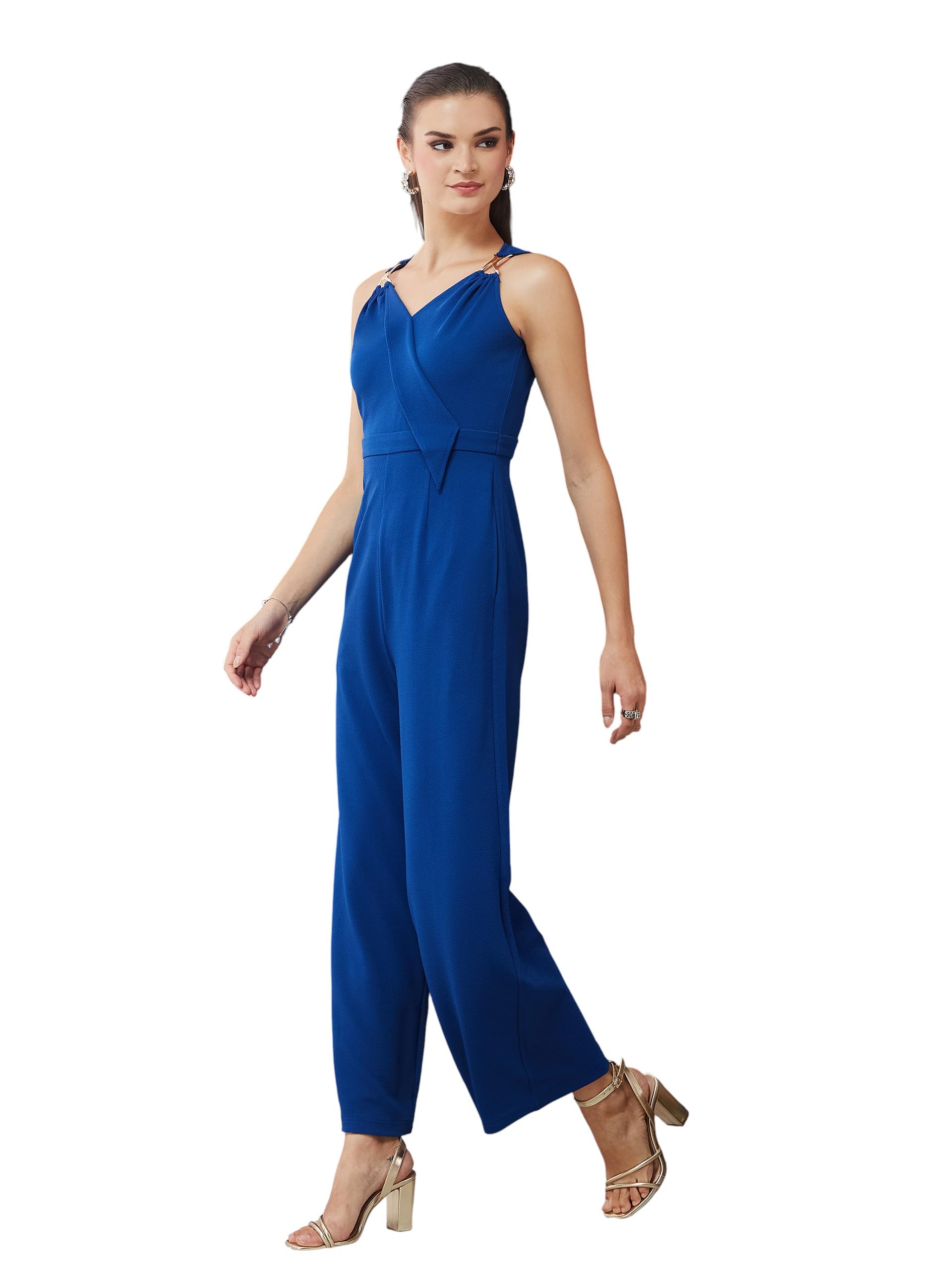 miss chase Womens V-Neck Sleeveless Solid Wrap/Straight Leg Regular Jumpsuit-picture-28