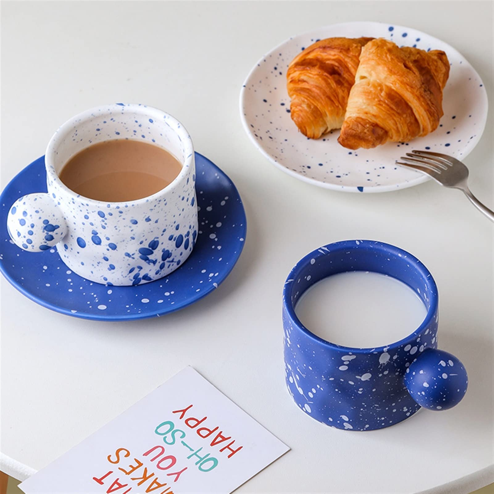 Becher Kreative Tasse Handgemachte Tinte Keramik Kaffee Tee Milchtasse Modernes Wohnzimmer Frühstück Milchbecher Haushaltsgeschirr Kaffeetasse (Farbe: C)