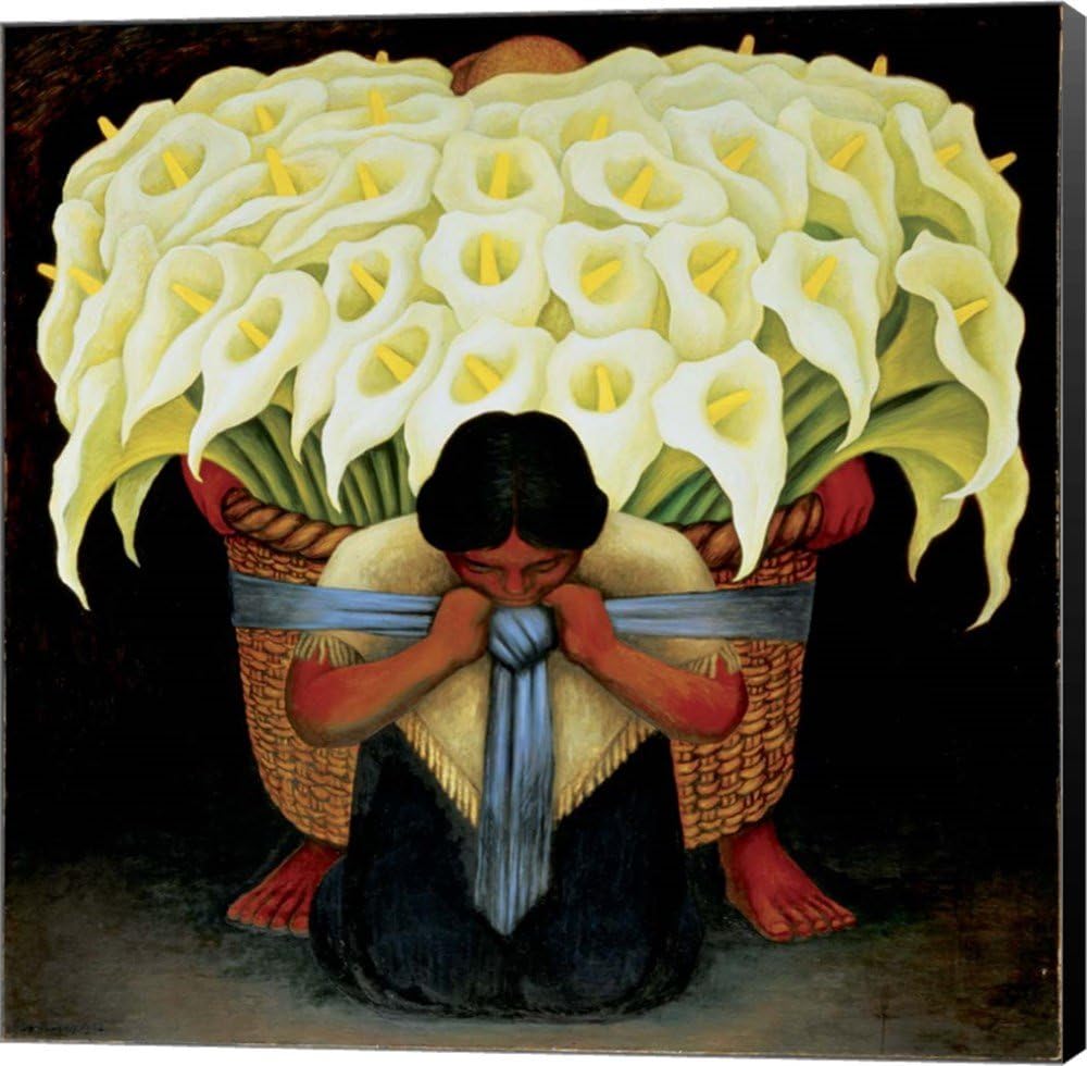 El Vendedor de Alcatraces by Diego Rivera Canvas Art Wall Picture, Museum Wrapped with Black Sides, 14 x 14 inches