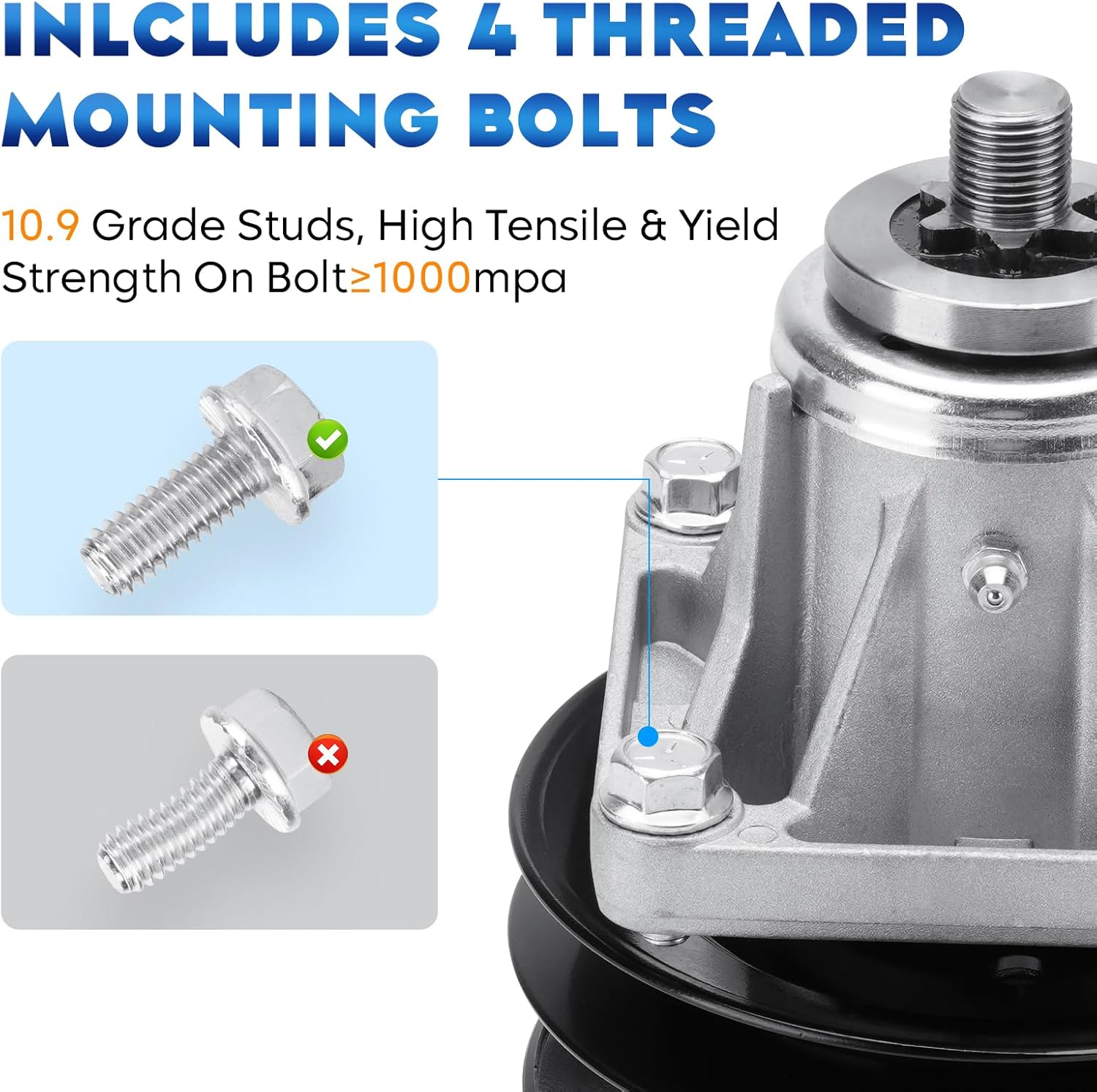 Aeagle 918-0241 Spindle Assembly for 46" Deck 618-0241 618-0431 918-0431, Fit for MTD White Gold Huskee GT2150 LT1800 LT1850 LT2150 ZZT2150 GT185 GT205 918-0241B