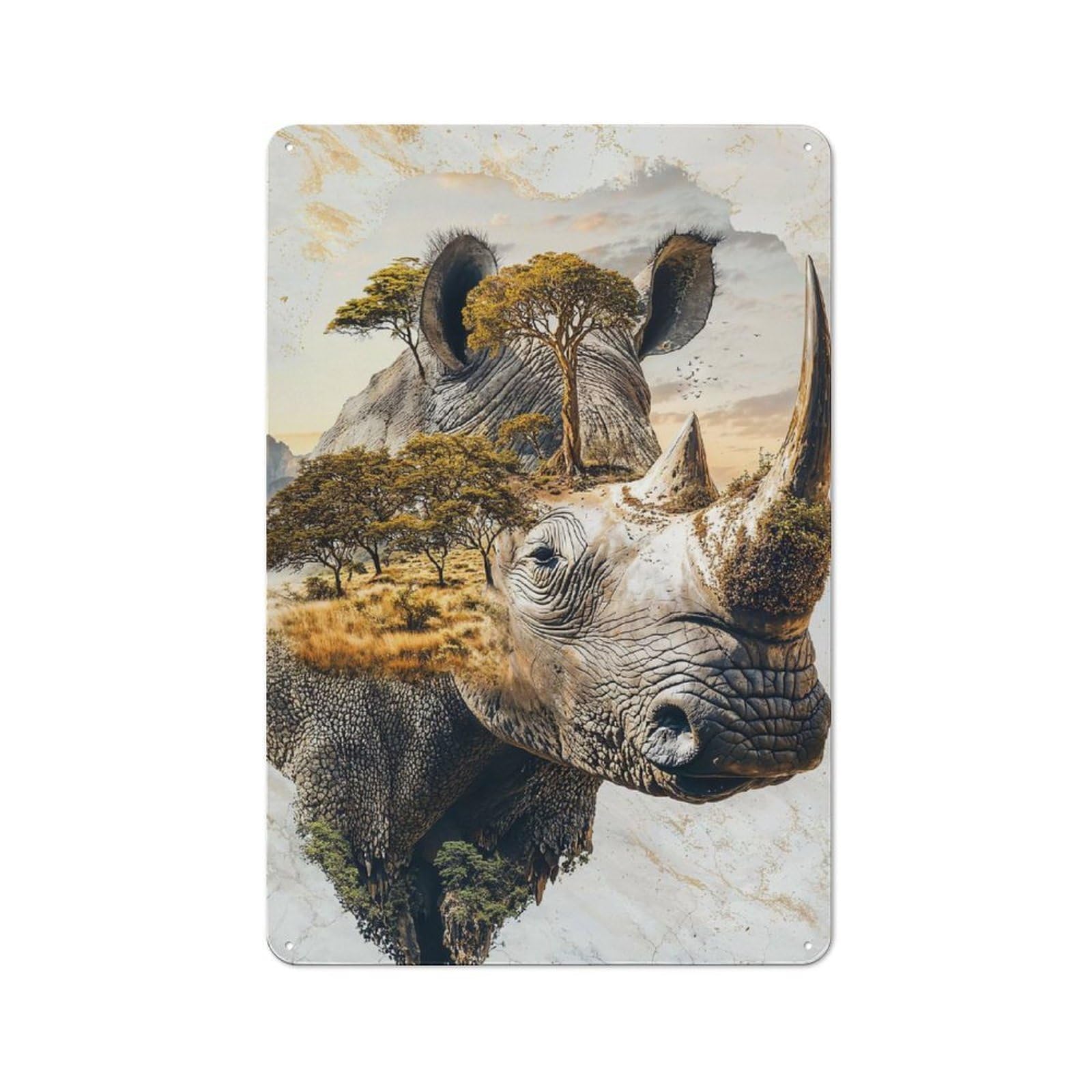 Junmoney Regal Majesty Of Nature Metal Wall Plaque 30X20cm, Simple Retro Office Wall Decor For Office, Study, Studio Or Hallway