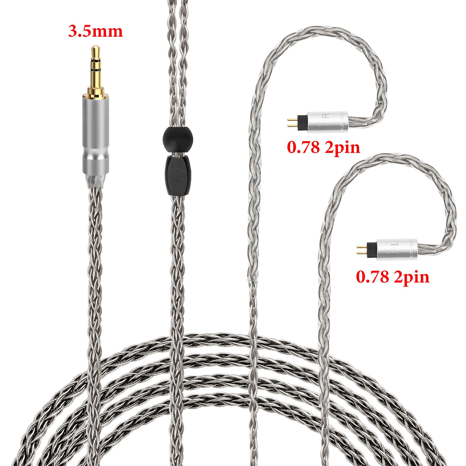 GEEKRIA Apollo Upgrade-Kabel für IEM, versilbertes Kupfer, 0,78 mm 2-Pin auf 3,5 mm, kompatibel mit 7Hz Zero:2, Orchestra Lite, Cadenza, Hype 4, Supermix 4, 2 m (6,5 ft)