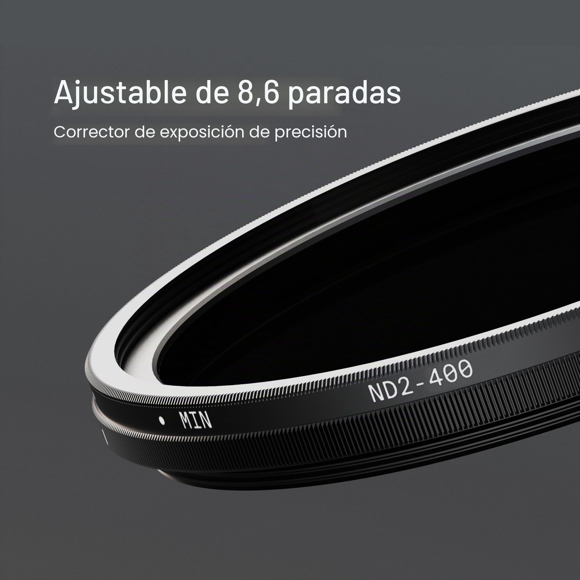 Urth 82 mm Filtro ND Variable ND2-400 – Filtro de Densidad Neutra (1 a 8,6 Pasos) en Vidrio Óptico HD, con 20 Capas de Nano-Recubrimiento para un Control Profesional de la Luz