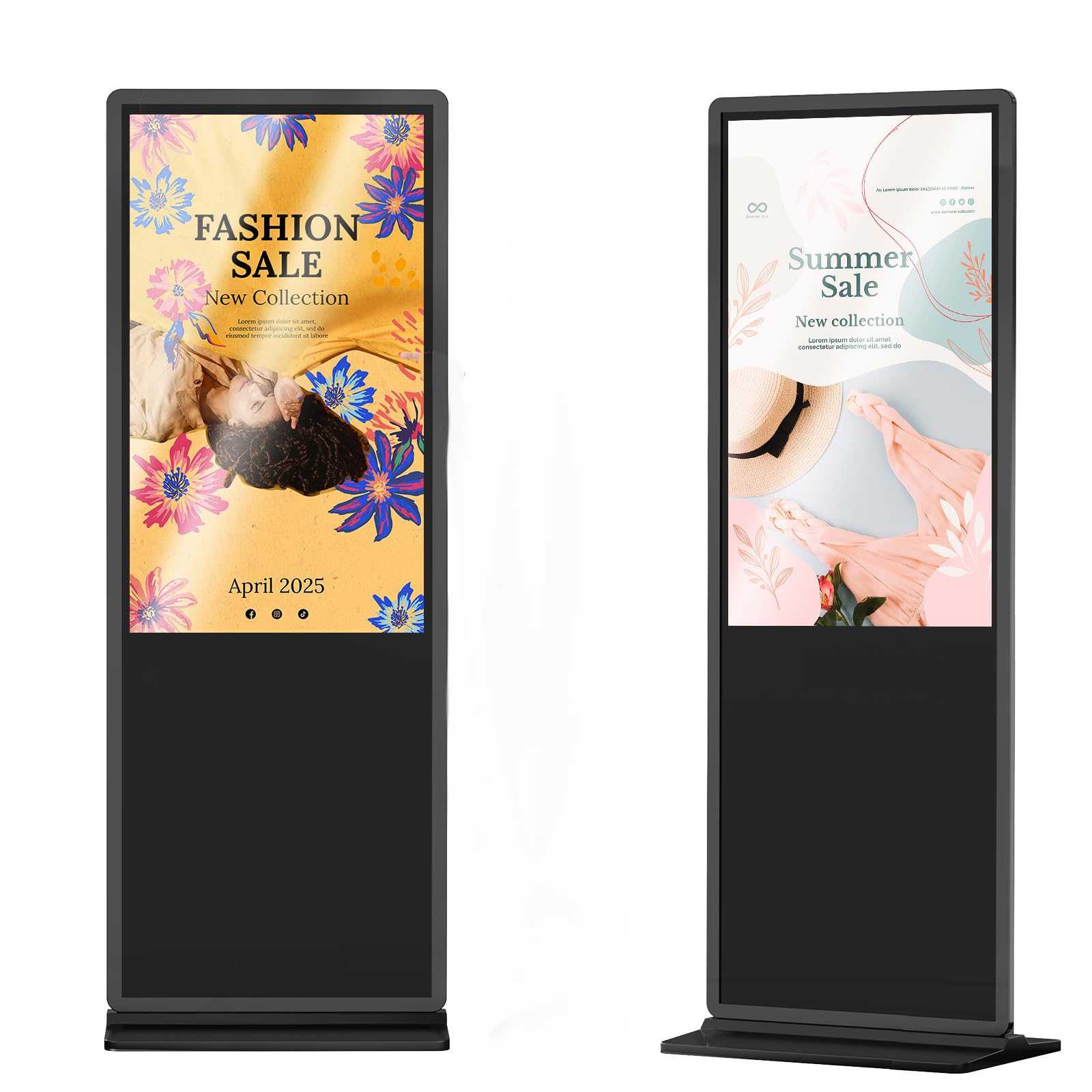 Digitaler Kundenstopper, Werbedisplay Digital, Digitale Werbetafel, Vertical Monitor, IPS HD LCD Bildschirm, Digital Signage, Smart Monitor, Interaktive Anzeigetafel (Kein Touchscreen, 65 Zoll)