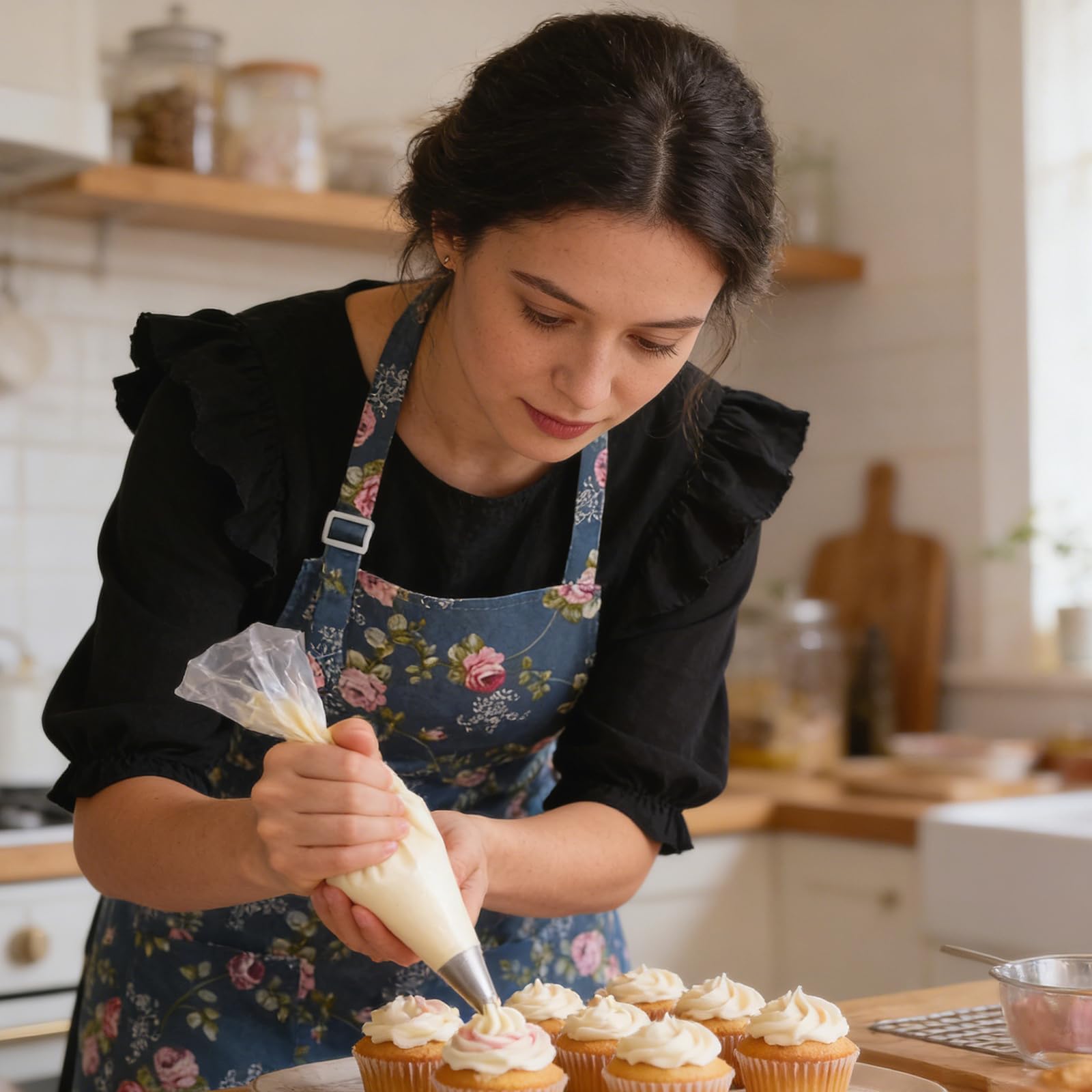 Bawełniany i lniany fartuch kuchenny dla kobiet, spersonalizowany fartuch z nadrukiem, regulowany wodoodporny fartuch, wielofunkcyjny fartuch ogrodniczy do gotowania, pieczenia, ogrodu