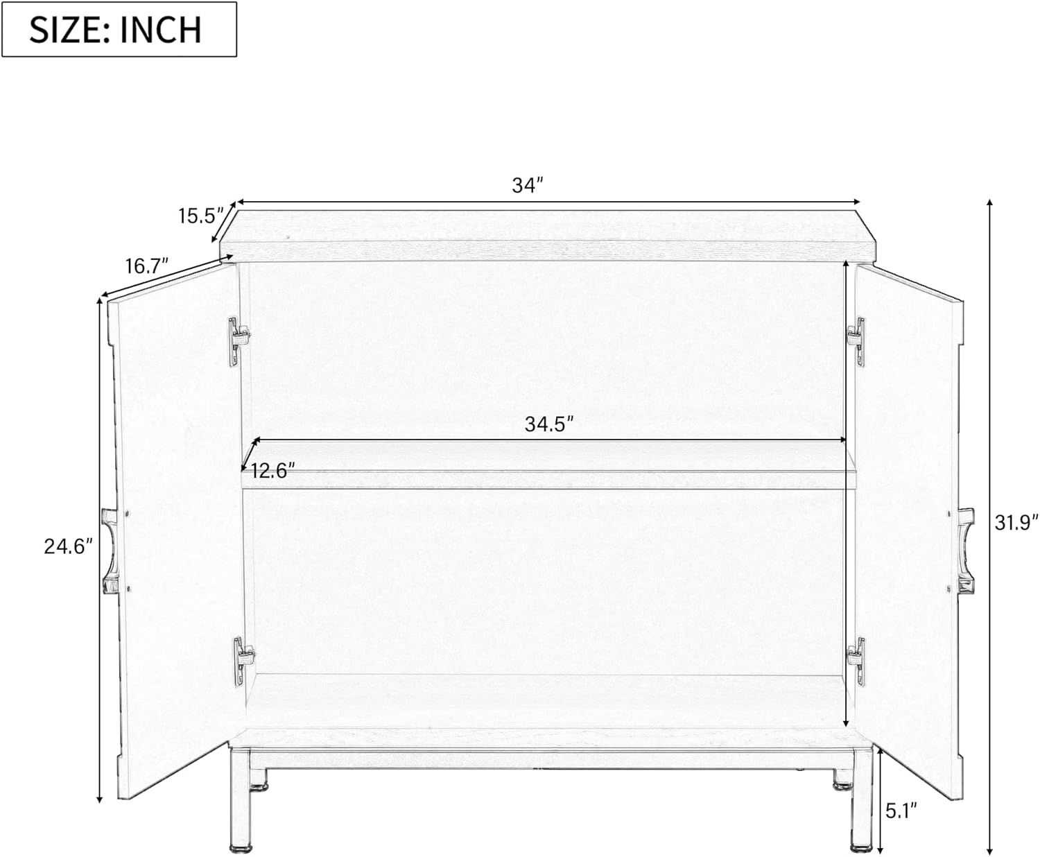 Merax Wood Farmhouse Buffet Sideboard with Metal Legs Coffee Bar Storge Cabinet Console Table for Living Room Kitchen Black