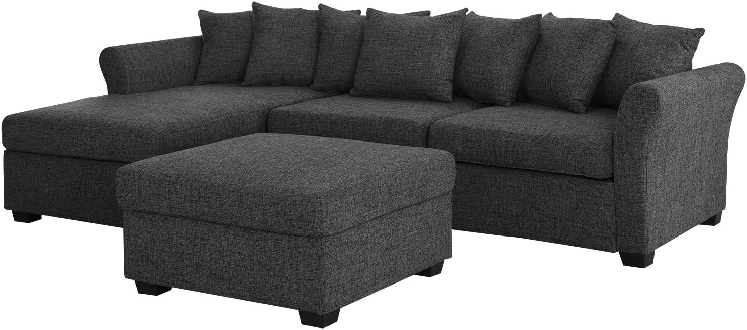 Divano Roma Furniture Upholstered 96" Inch Sectional Sofa