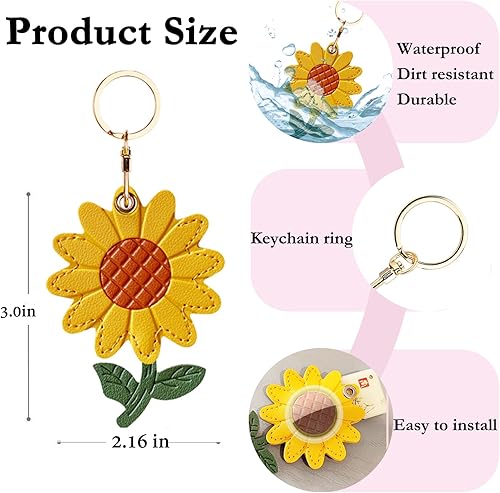 Miniatura 15 de Funda de cuero para llavero para Apple Airtag, funda protectora de AirTag con anillo para llavero, funda antiarañazos para llaves