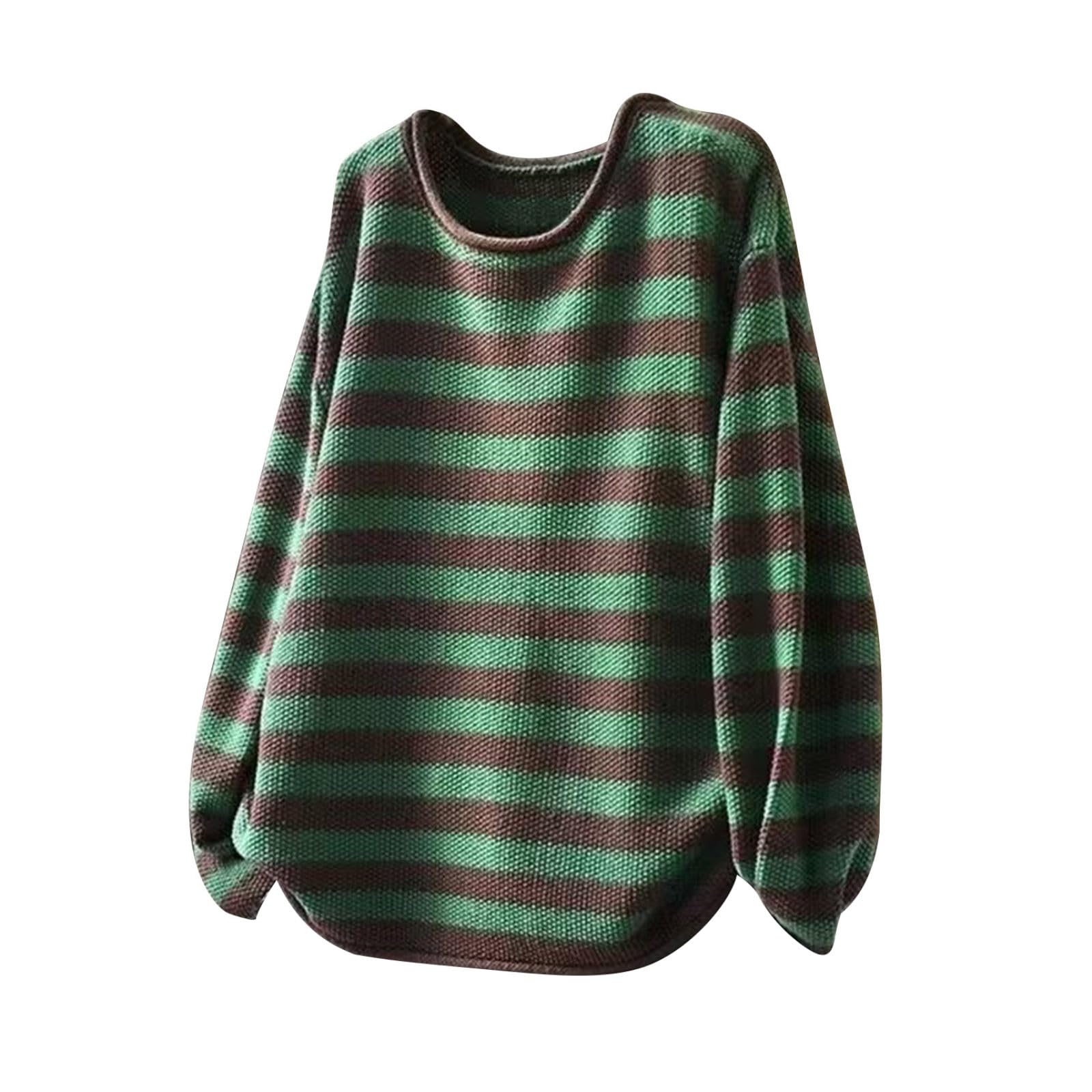 Oversized Sweaters for Women Striped Long Sleeve Womens Fall Winter Spring Tops Trendy Fashion Womens Warm Sweater