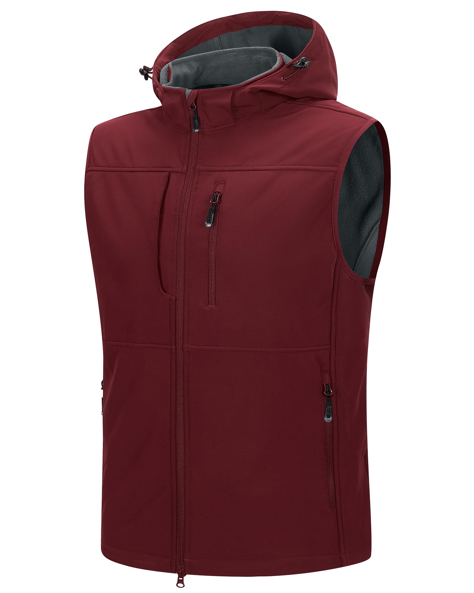 33,000ft Weste Herren Outdoor Wasserdichte Softshell Ärmellose Jacke Bodywarmer Fleece Weste mit Kapuze Full Zip Softshellweste Dunkelblau M