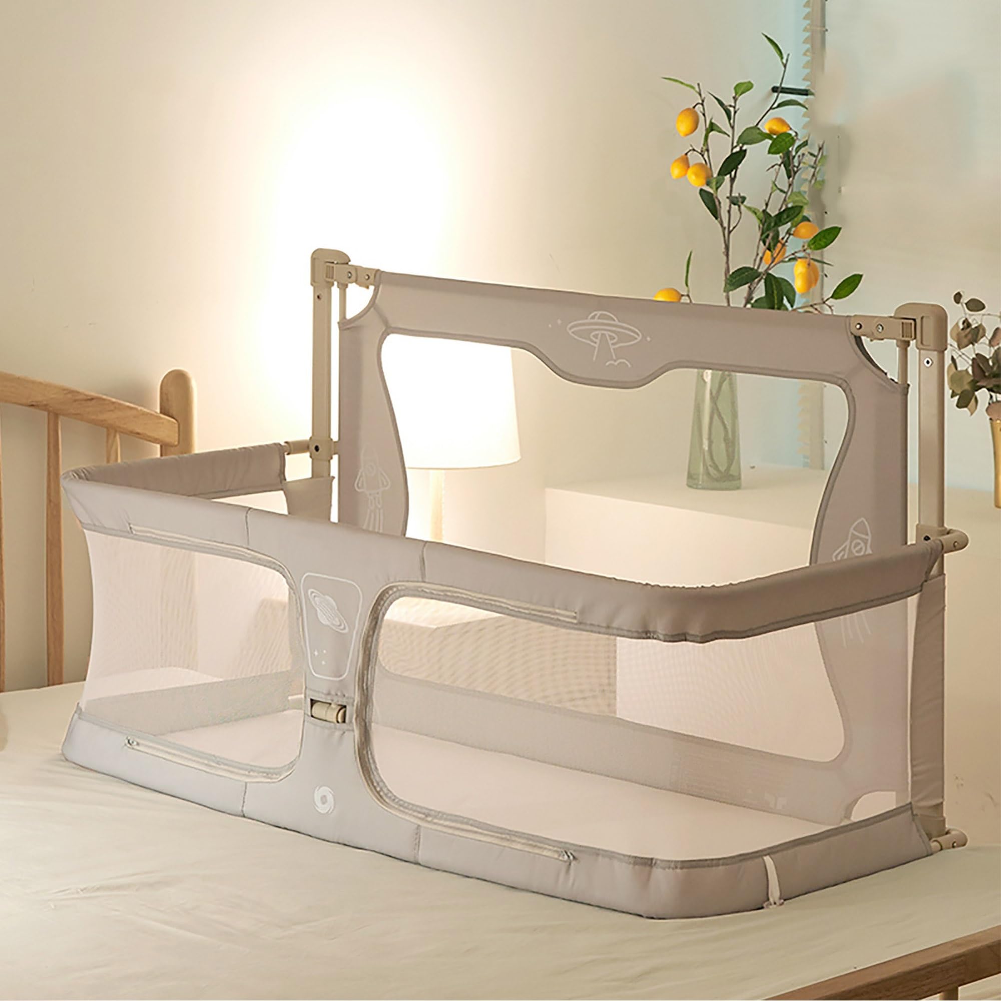 Baby Bedside Sleeper,120x50cm,Portable Crib,for cosleeper baby in bed,for co sleeper bassinet attach to bed,baby bedside crib,One-key flip up the fence,baby bed with rails,Crib Stationary,bed in bed (