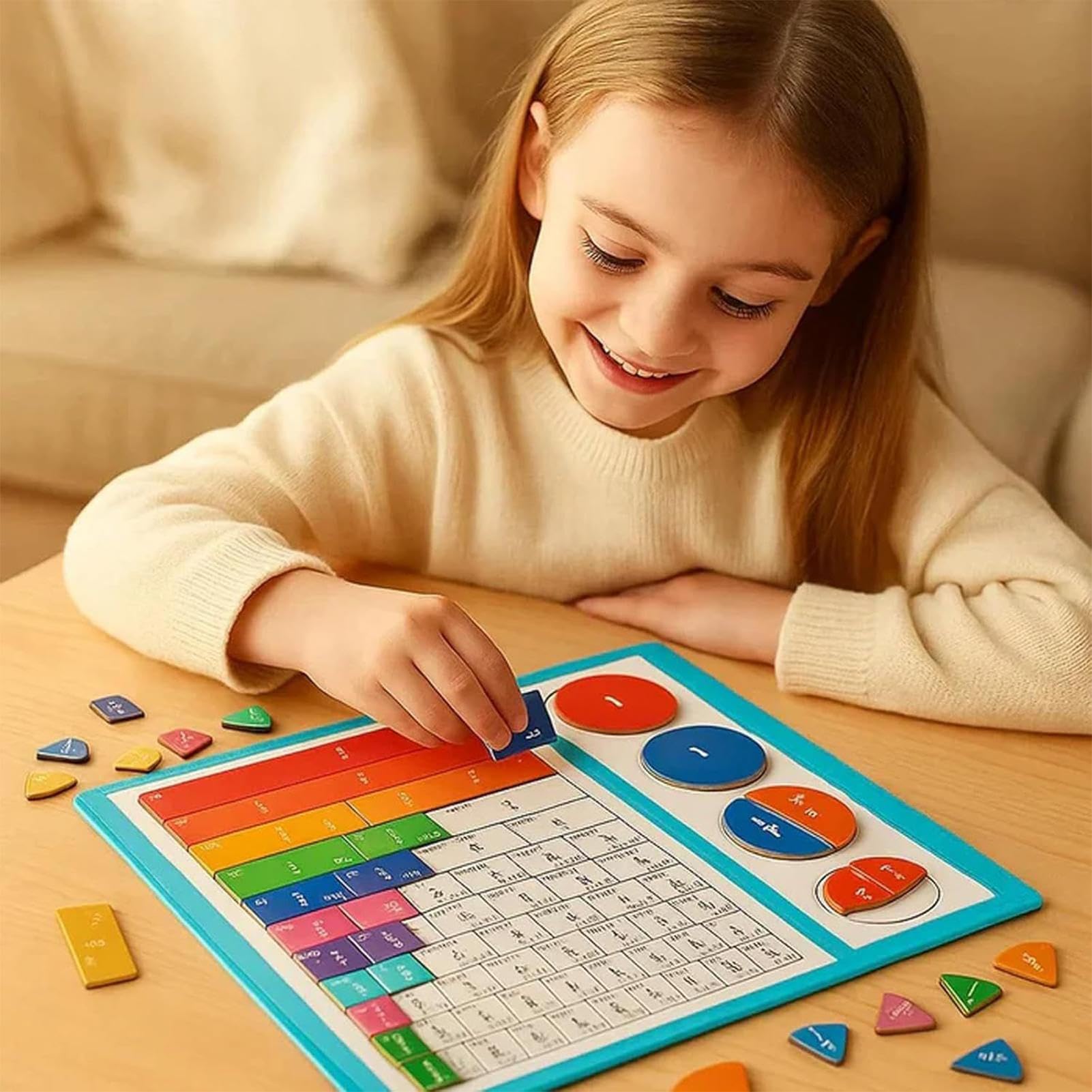 Livre Magnétique De Fractions – Tuiles Aimantées, 102 Pièces, Cercles Et Carrés – Apprentissage Mathématique Dès 4 Ans
