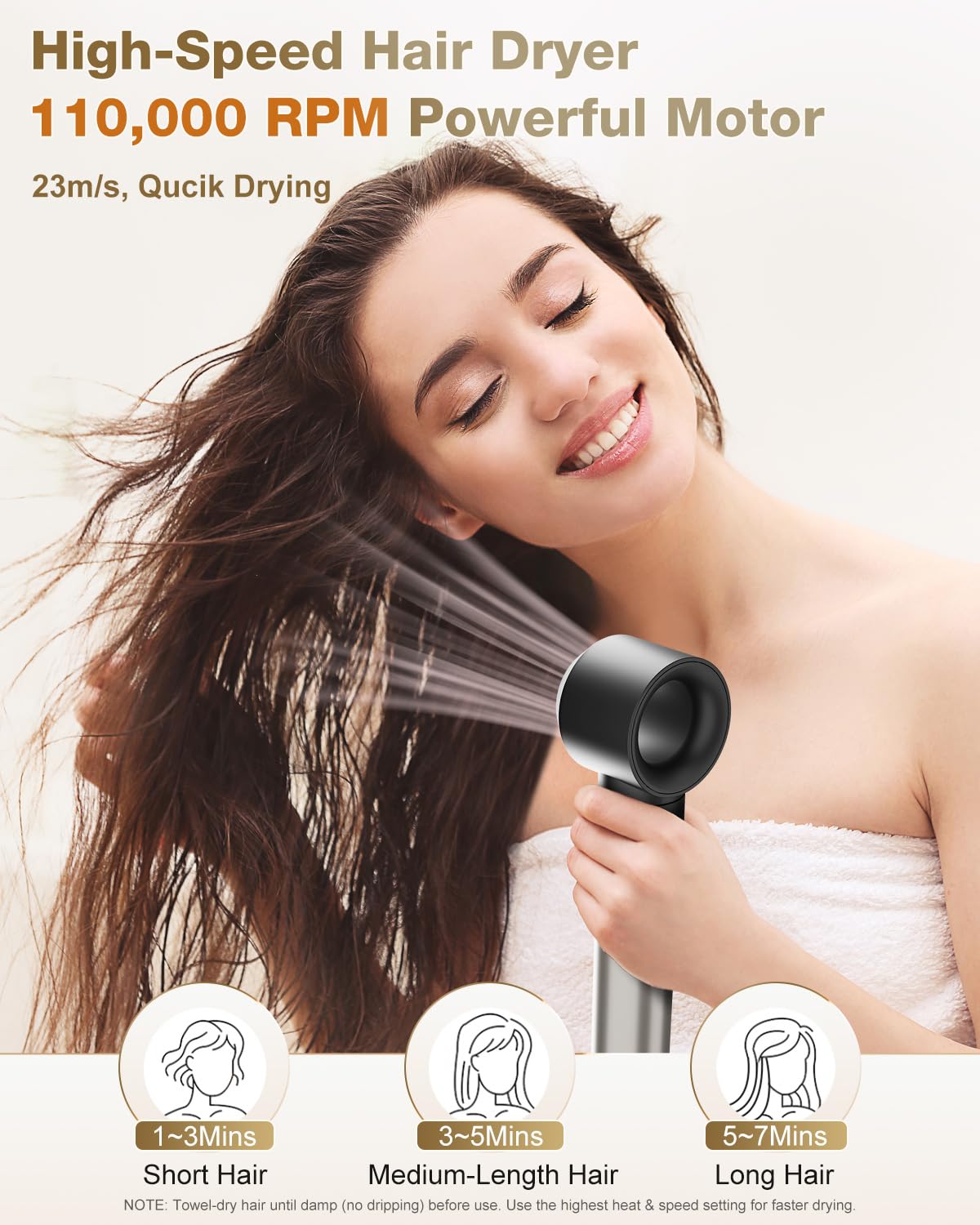 Hair Dryer Brush and 6-in-1 Hair Styler, 110,000 RPM High Speed