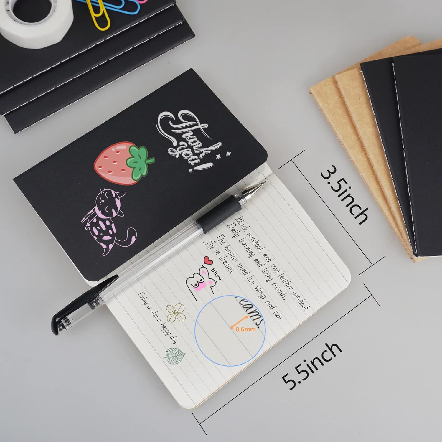Gwybkq Mini taccuini, confezione da 60 piccoli quaderni tascabili in carta kraft marrone e nero, per bambini, 8,9 x 14,9 cm, 30 fogli/60 pagine