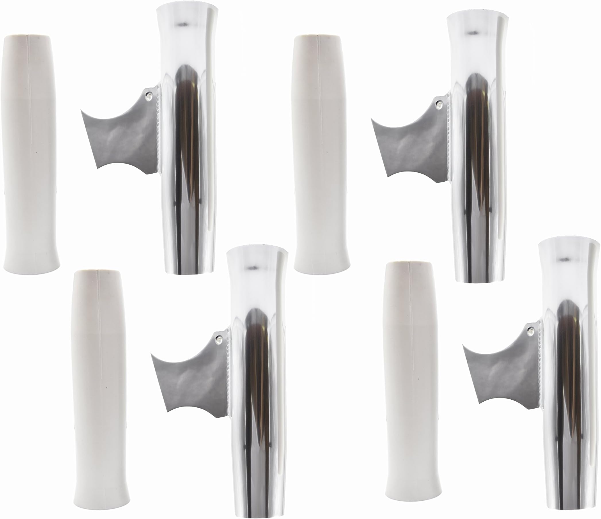 MARINE CITY Aluminum Flared Weld-on White Vinyl Insert Adjustable Fishing Rod Holder (Length: 10 Inches Dia.:1-7/8 Inches) for Marines – Boats – Ships – Yachts