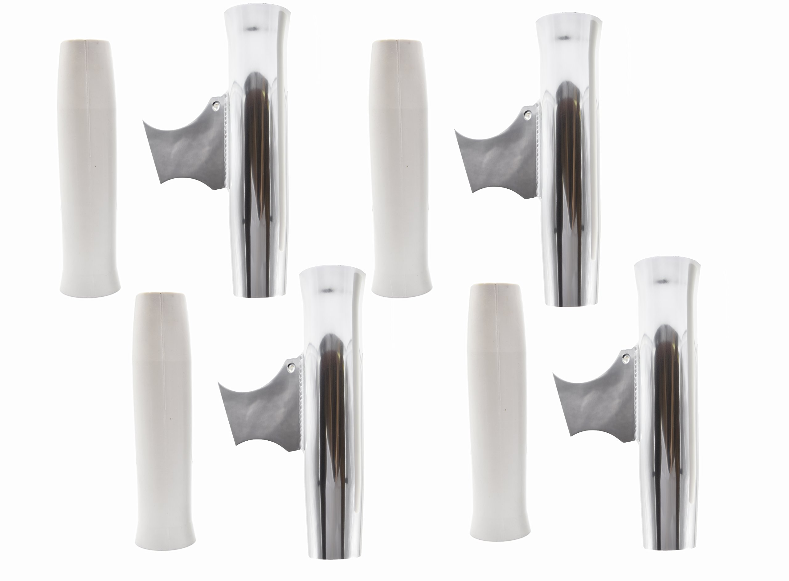 MARINE CITY Aluminum Flared Weld-on White Vinyl Insert Adjustable Fishing Rod Holder (Length: 10 Inches Dia.:1-7/8 Inches) for Marines – Boats – Ships – Yachts