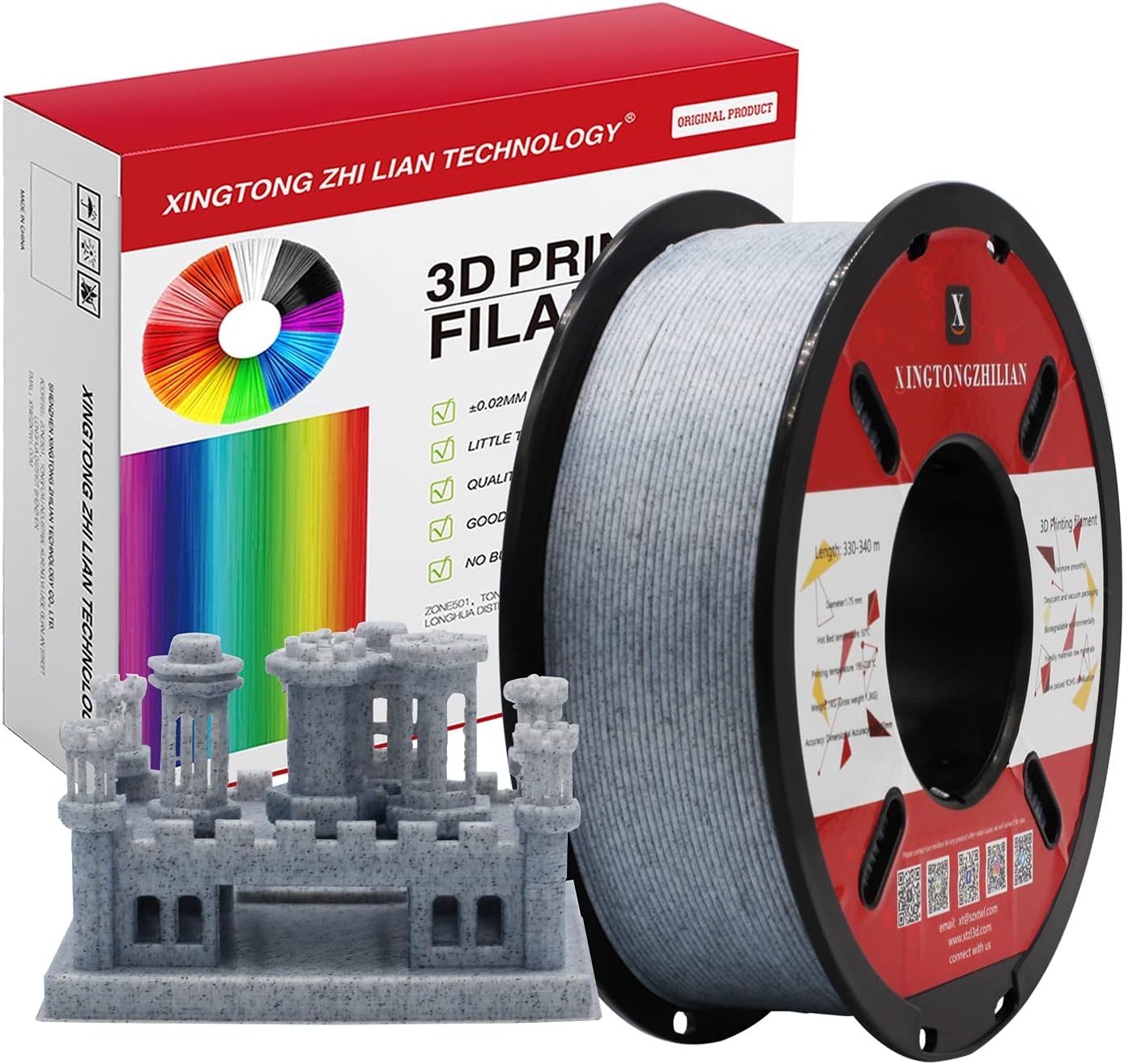 PLA 3D Printer Filament 1.75mm Printing Material Upgrade Version for 3D Printers Pens Accuracy +/- 0.02 mm Black Marble