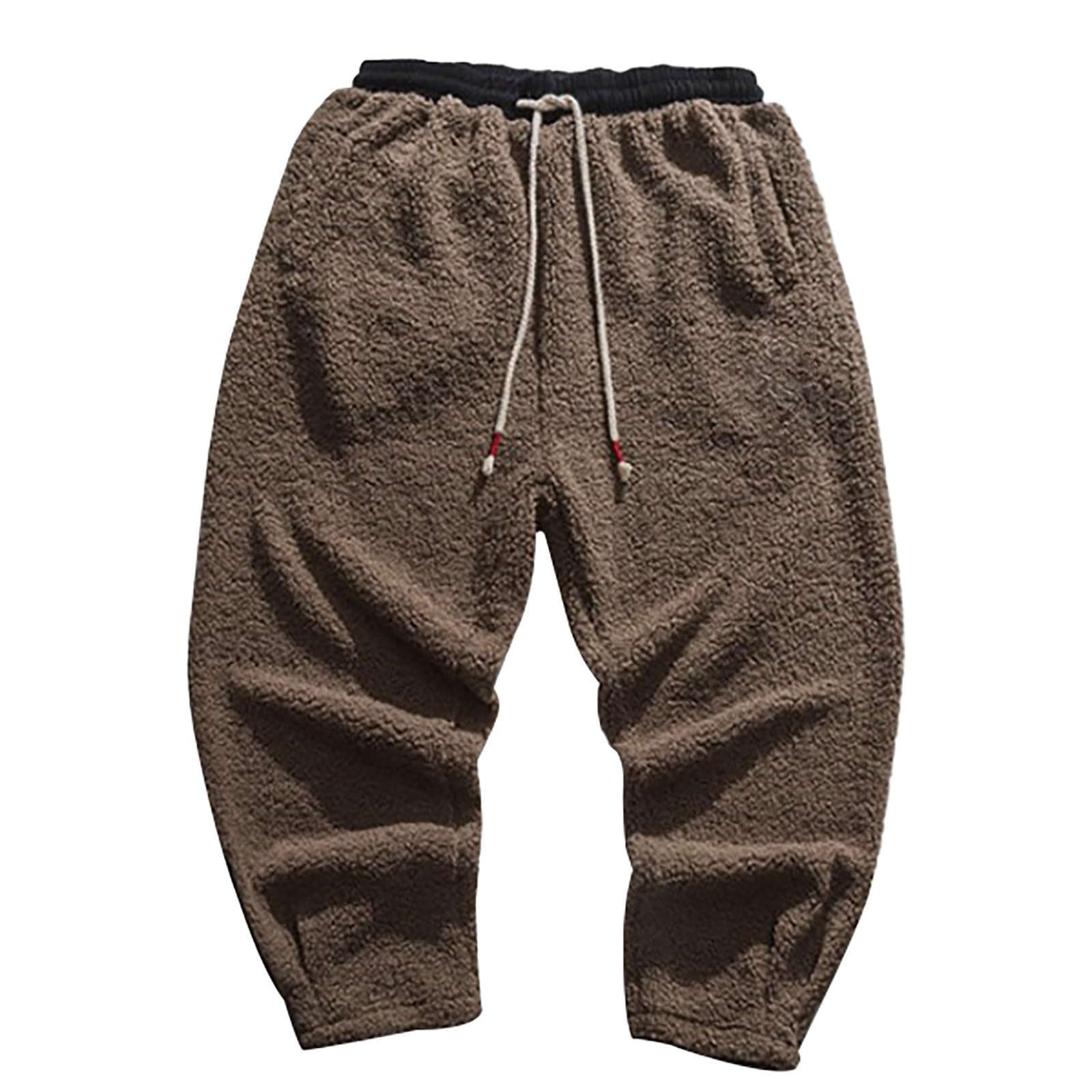 Generisch Pantaloni da jogging da uomo in pile, spessi, comodi, in tinta unita, con coulisse, leggeri, traspiranti, in peluche, per il tempo libero