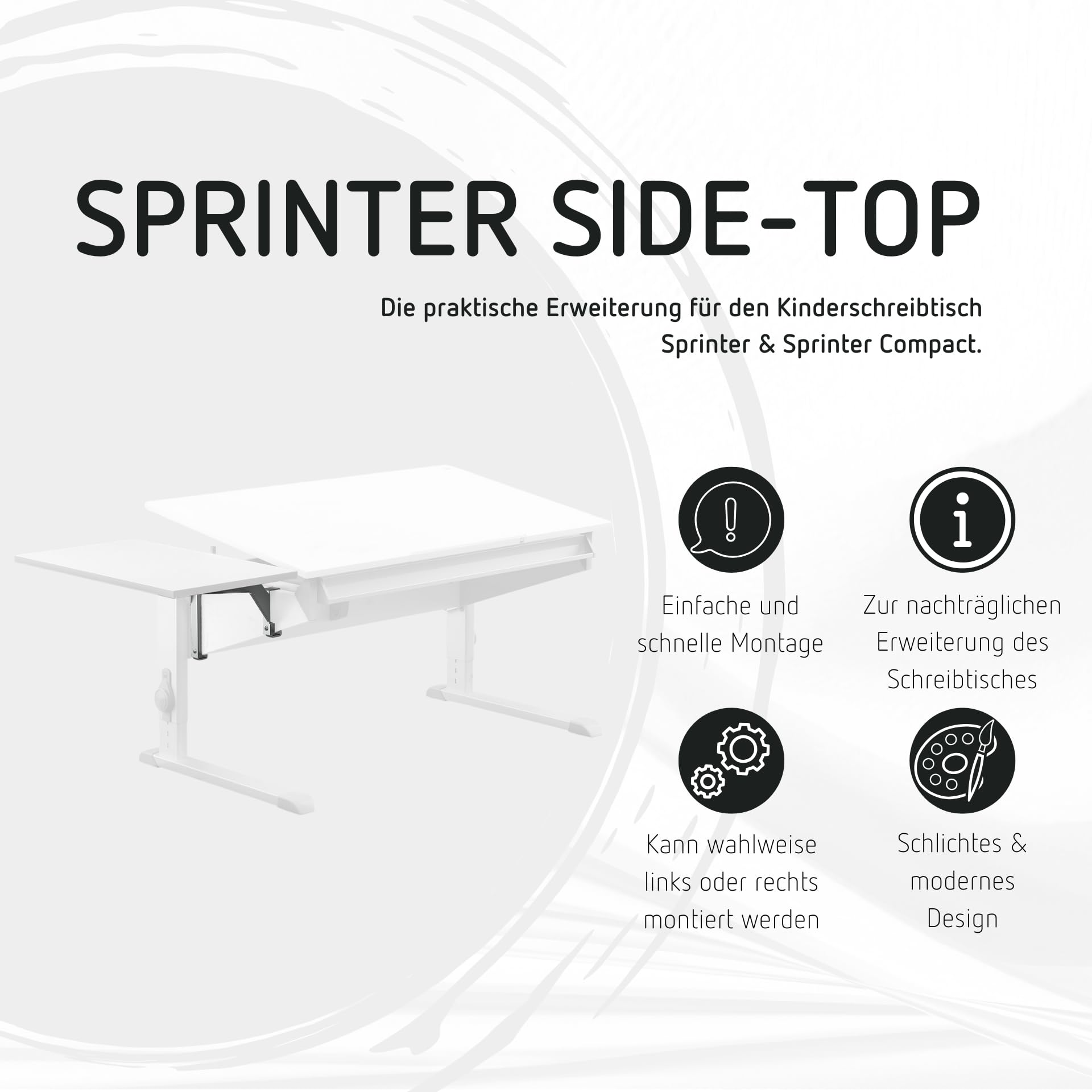 moll Sprinter Side Top Erweiterung für Kinderschreibtisch | vergrößert die Arbeitsfläche seitlich | praktische Ablagemöglichkeit für mehr Ordnung | ideal für Schulkinder | Made in Germany