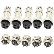 GX16 3Pin Male Female Aviation Connector Plug 16MM Wire Panel Metal Connector Silver 5 Sets
