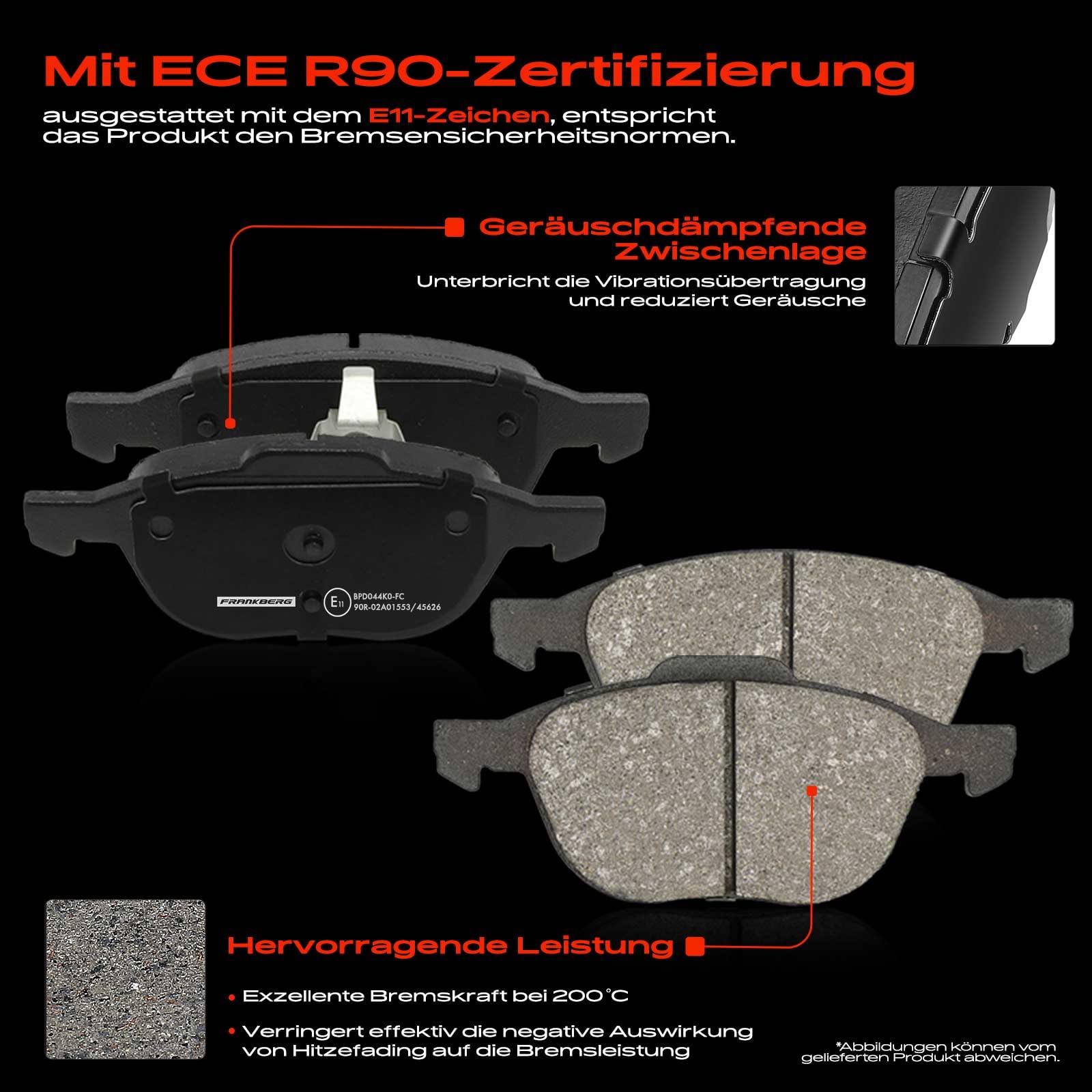 Frankberg Bremsensatz inkl. 2x Bremsscheiben + 4x Bremsbeläge Vorne Kompatibel mit Focus III Turnier C-Max II DXA/CB7 DXA/CEU Focus III Stufenheck Replace# 1686722