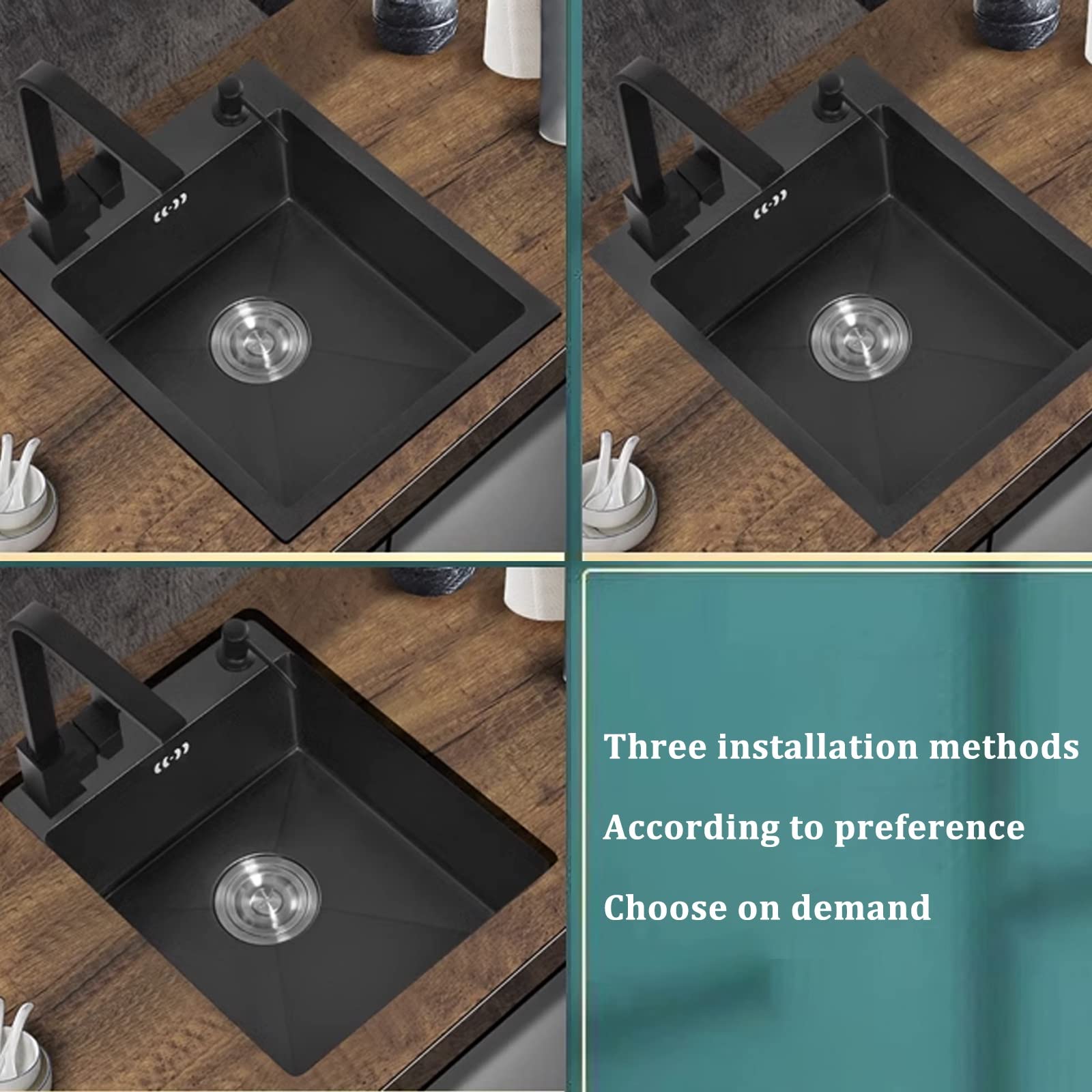 Schwarze Edelstahlspüle Mini-Spüle Für Bartheke Apartment-Spüle Mit Wasserhahn Kleine Kaffee-Eckspüle Inklusive Zubehör (S : 30x38x22cm)