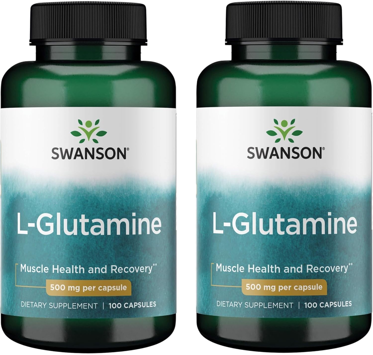 Swanson Amino Acid L-Glutamine 500 Milligrams 100 Capsules (2 Pack)
