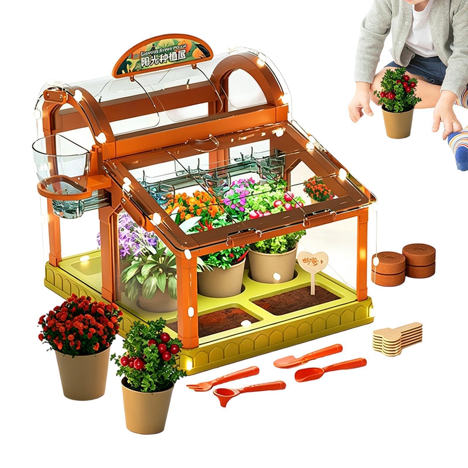 Zestaw Uprawy Kwiatów W Szklarni Dla Dzieci Edukacyjna Zabawka Naukowa | Zestaw Ogrodniczy Dla Dzieci Dla dzieci chłopców dziewczynek wewnątrz i na zewnątrz w domu na farmie w klasie kwiaty warzyw