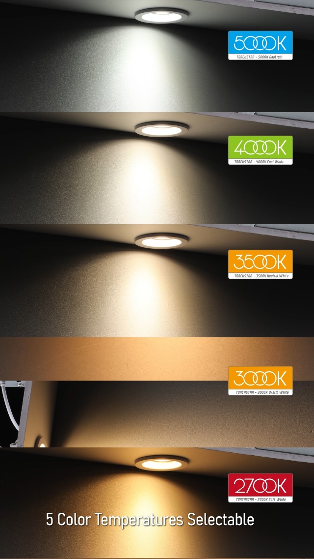 TORCHSTAR 5CCT 1 Inch Gimbal LED Recessed Light with J Box, Anti