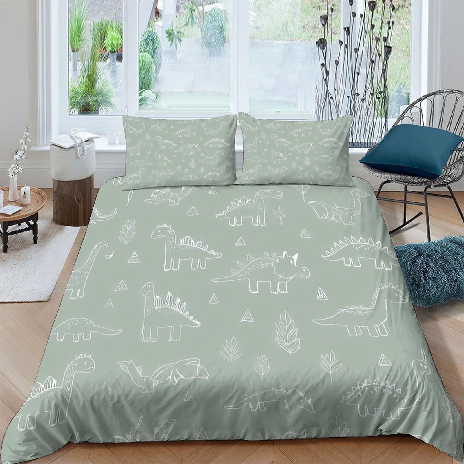 3D Printed Dinosaur Quilt Cover, Microfiber Duvet Cover Hidden Zipper for